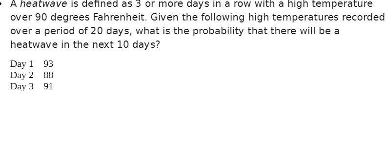 row with a high temperature over 90 degrees Fahrenheit. Given the following