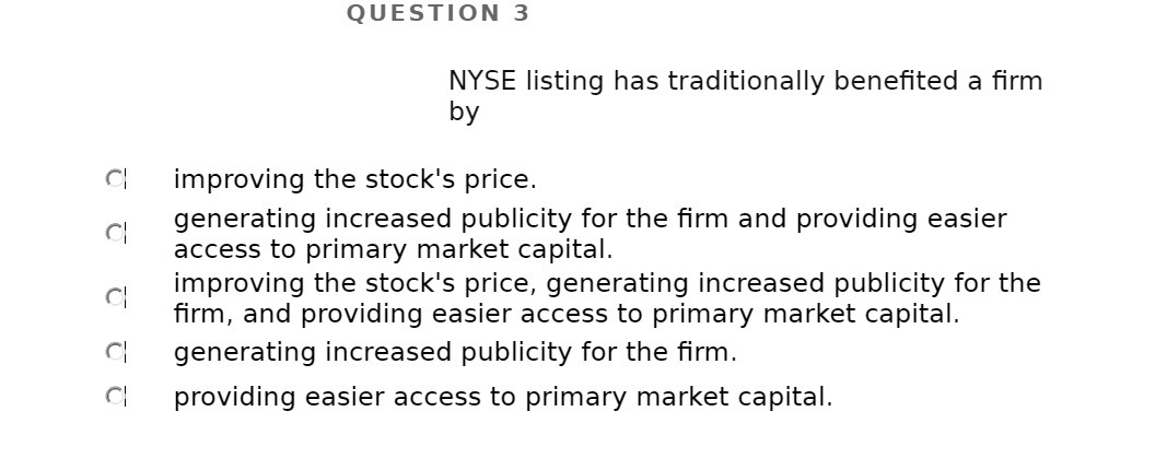 ("I l" | I" | r"I r"I QUESTION 3 NYSE listing
