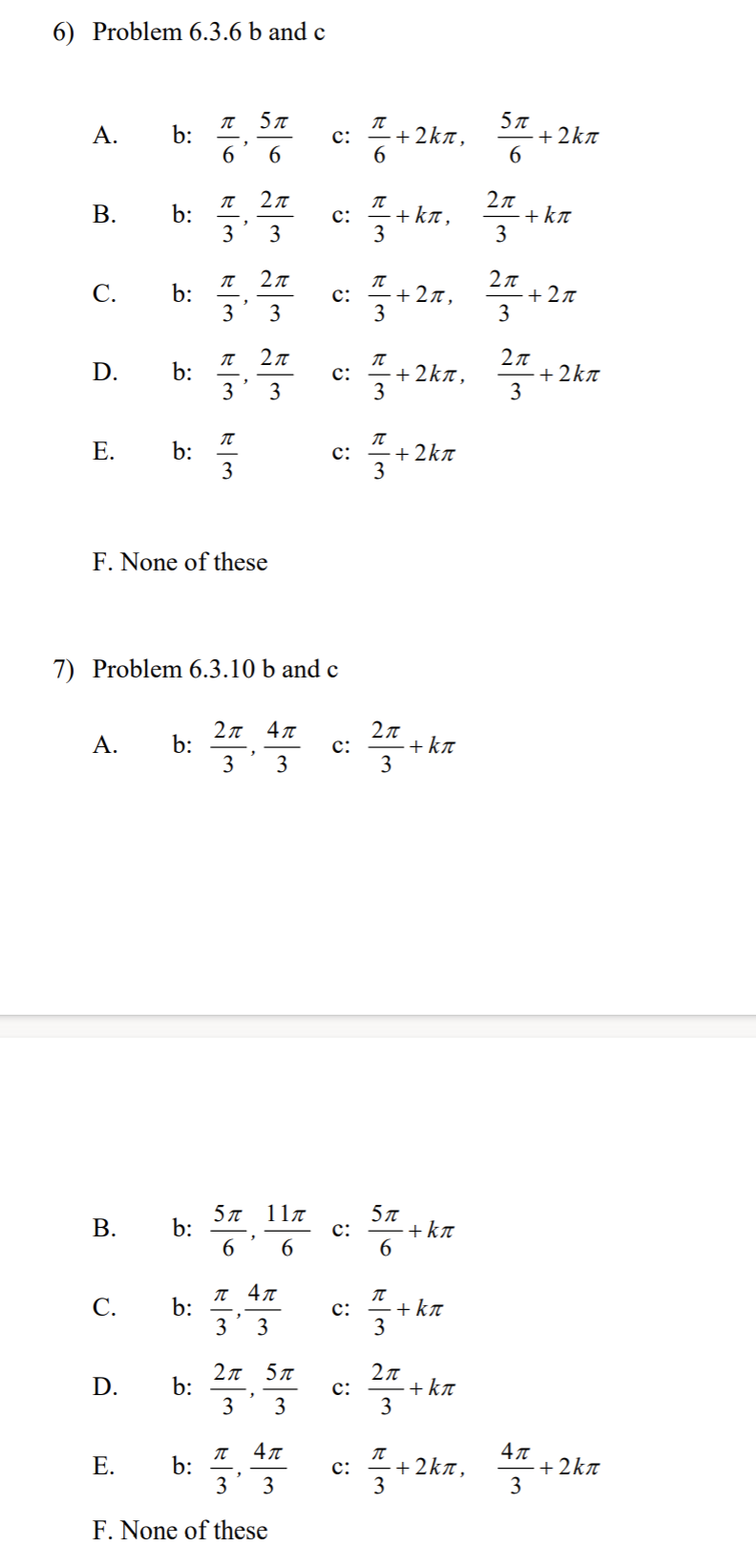 of the above 2) How many solutions are there to the following