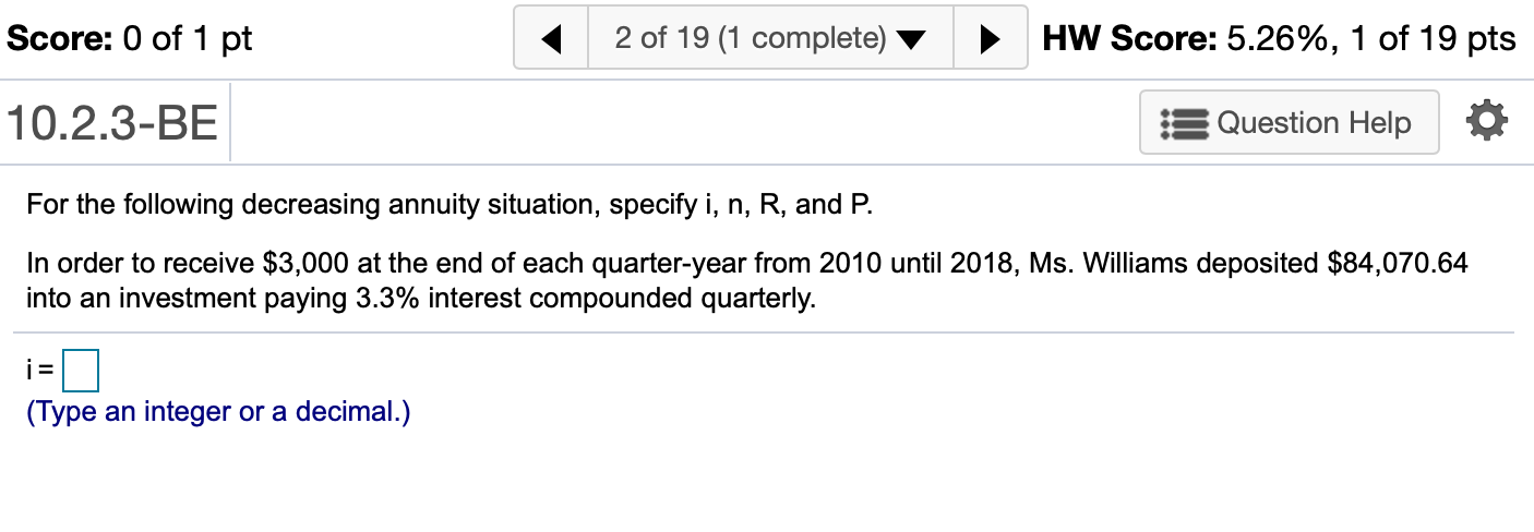 19 pt: 10.2.9-BE 55 Question Help a At the end of each