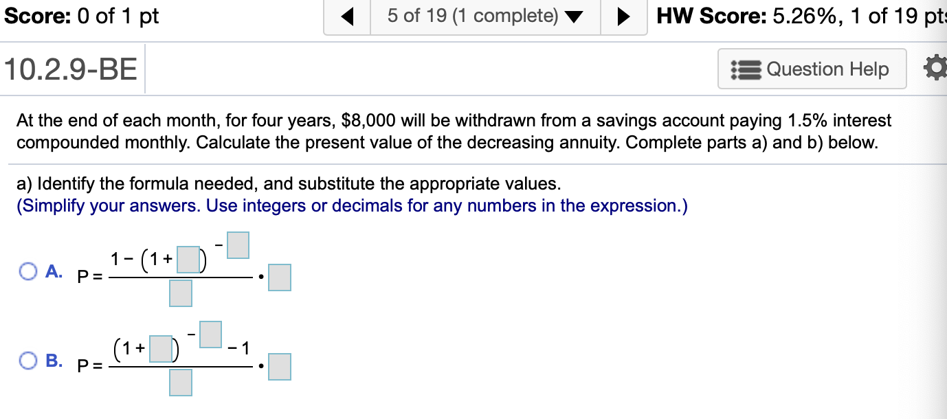 month, for four years, $8,000 will be withdrawn from a savings account