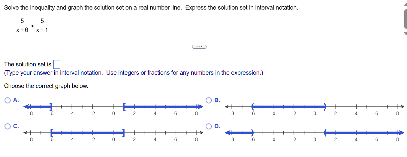 Solve the inequality and graph the solution set on a real