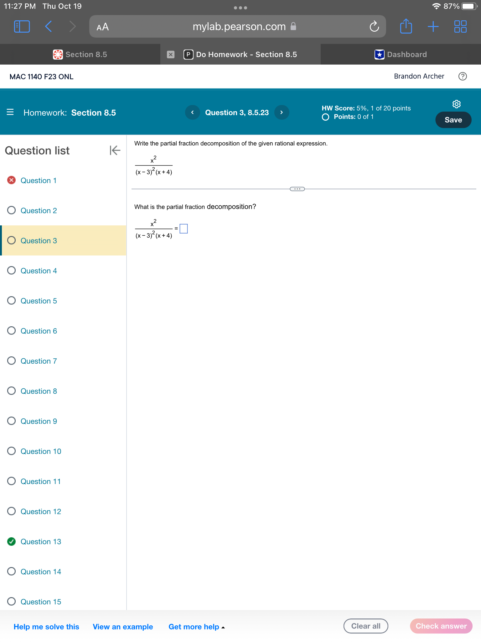 11:27 PM Thu Oct 19 . . . 87% O AA