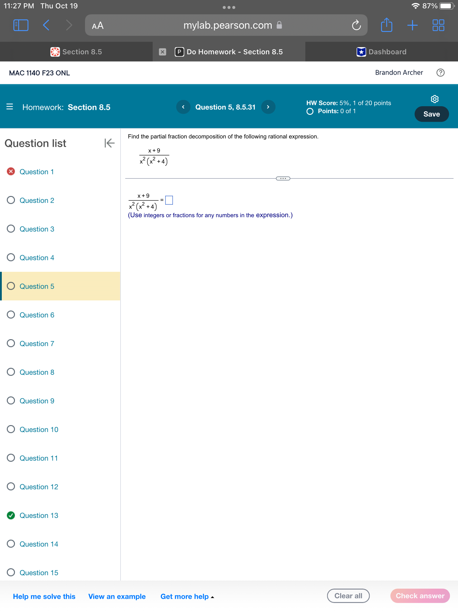 -6x +4 (x2 + 02 Q Question1 (Z) 0 Question 2 What