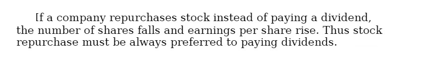the analogy behind it: [f a company repurchases stock instead of paying