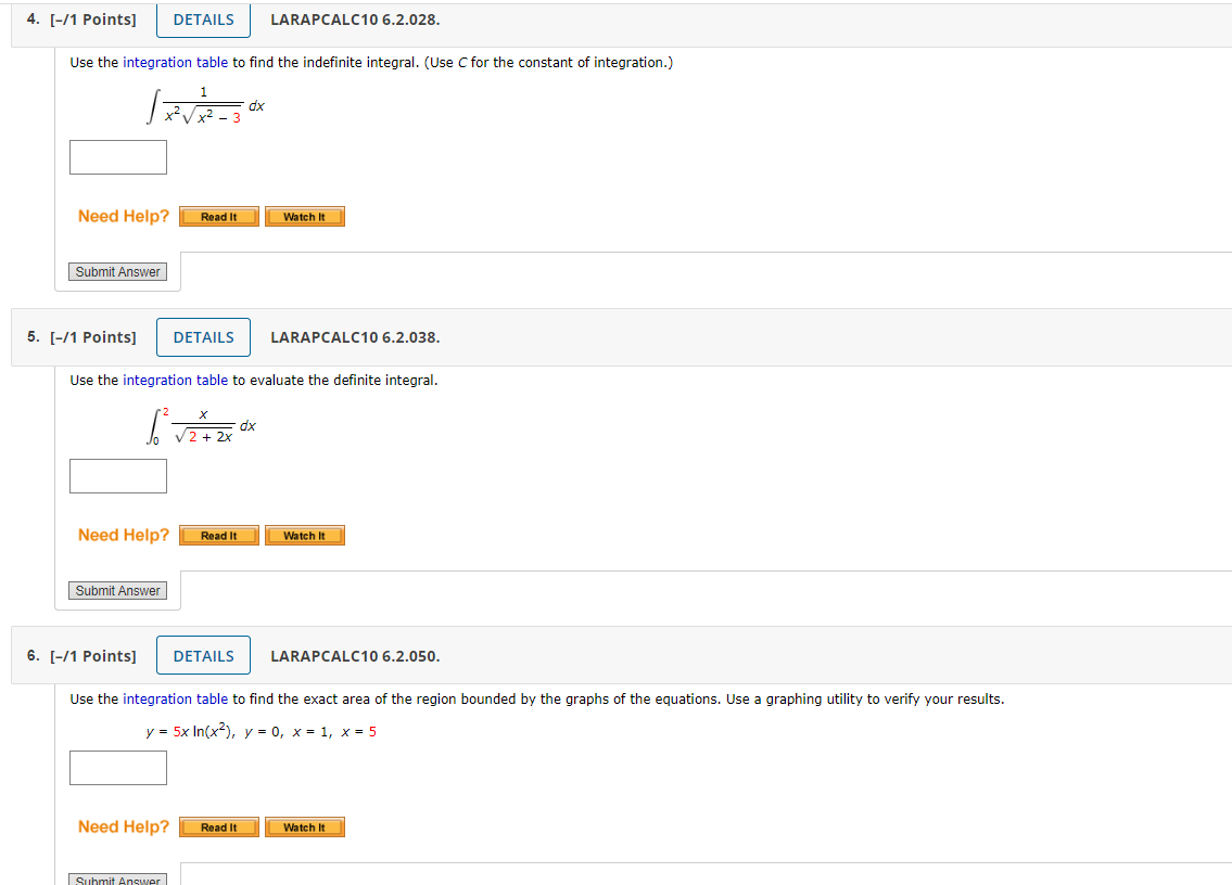 Read It Watch It Submit Answer 3. [-/1 Points] DETAILS LARAPCALC10 6.2.014.MI.