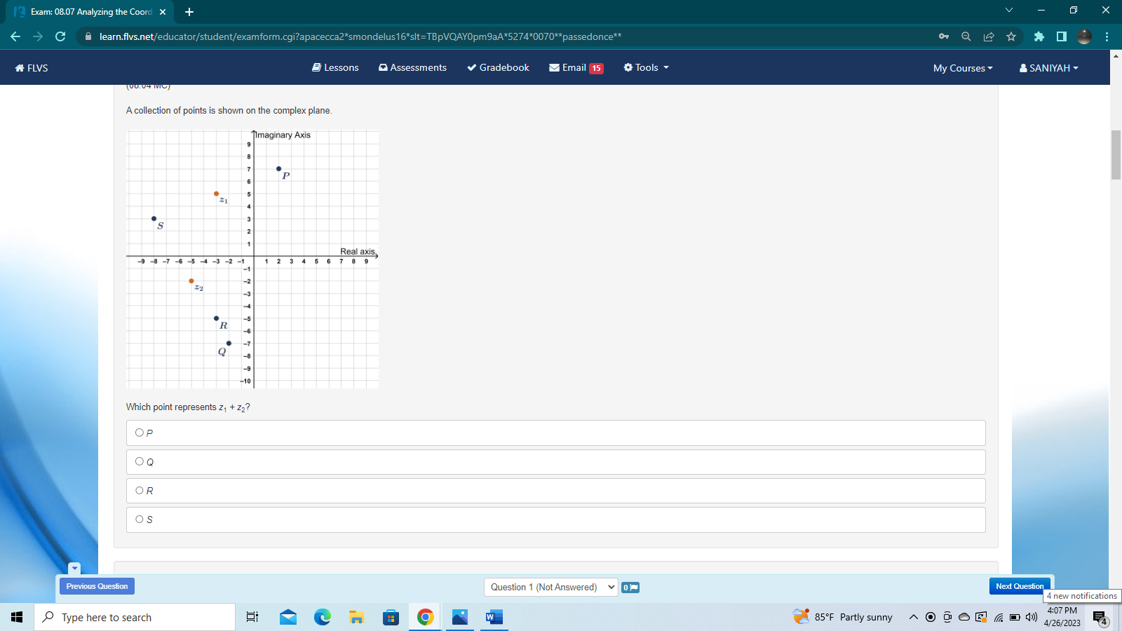 9 Exam: 08.07 Analyzing the Coord X X C A learn.flvs.net/educator/student/examform.cgi?apacecca2*smondelus16*sit=TBpVQAY0pm9aA*5274*0070*passedonce*
