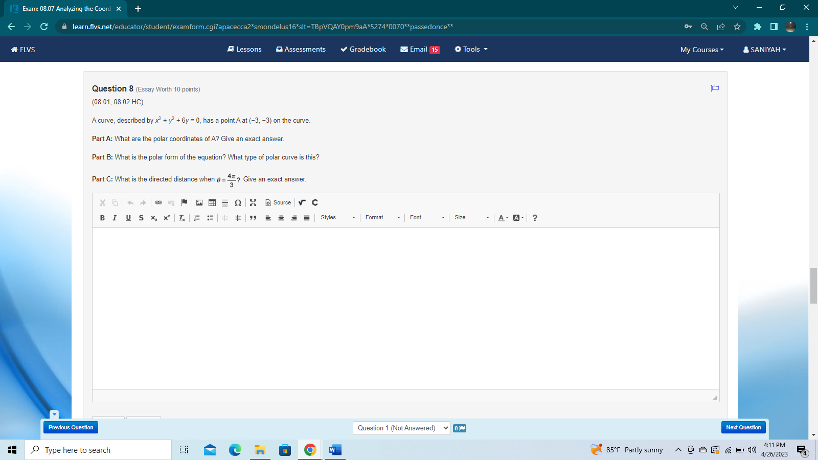 Question Question 1 (Not Answered) v 0 Next Question 4 new notifications