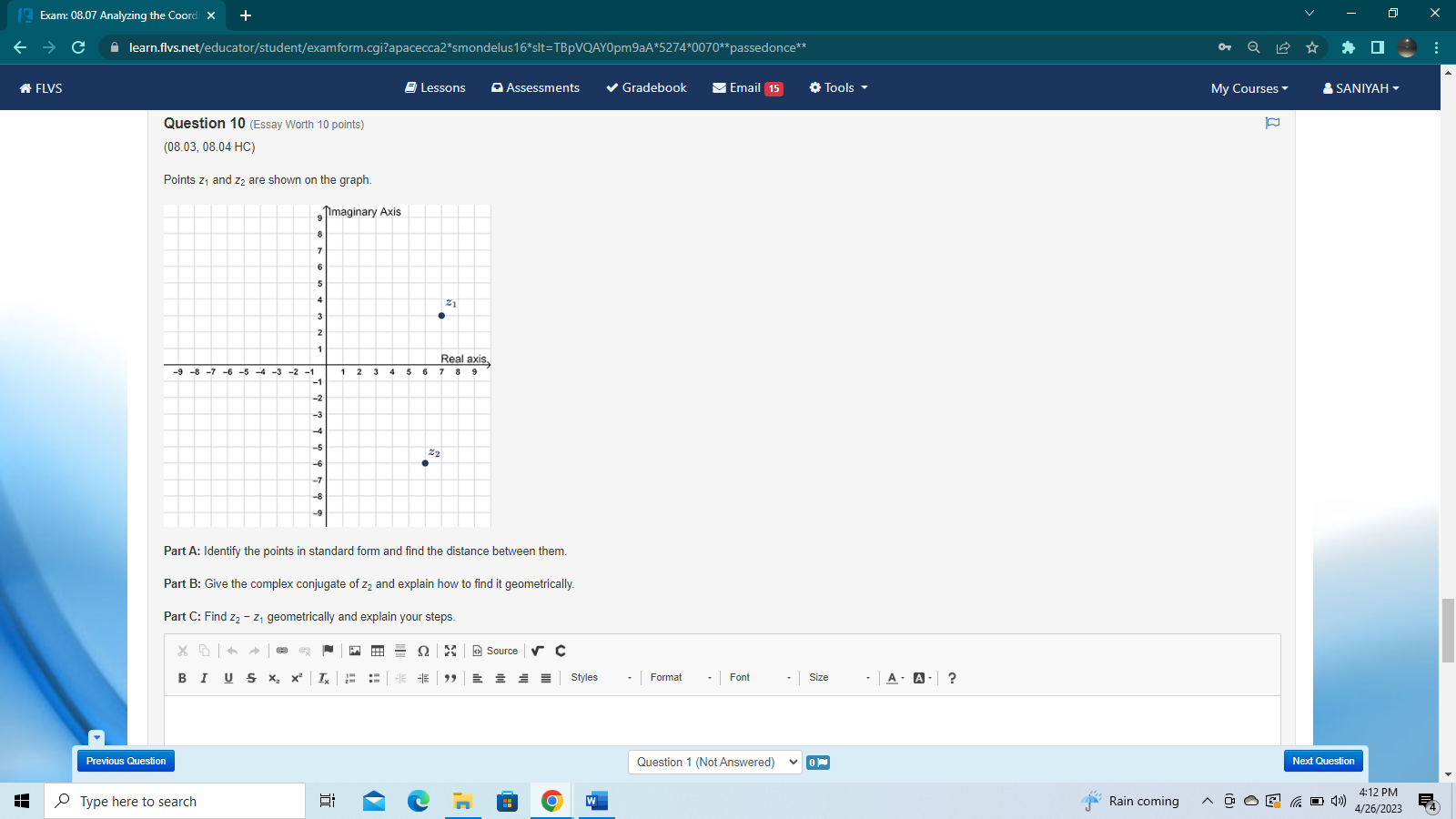 Next Question 85 F Partly sunny ~ 9 0 6 0() 4:08
