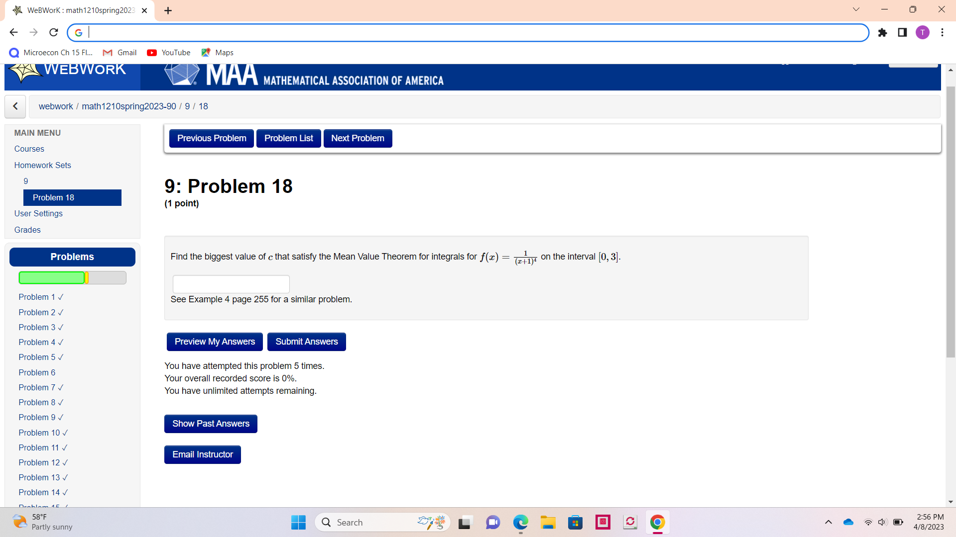  WeBWork : math 1210spring2023 x + X G * I T