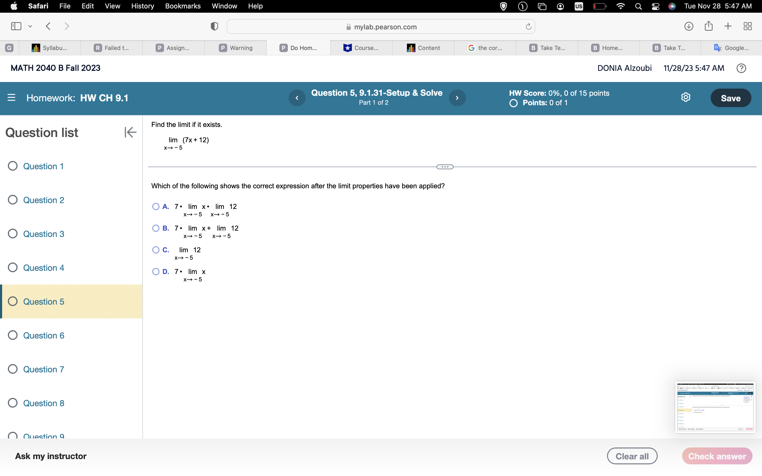 X d. f(0) NO O Question 2 O Question 3 a. Find