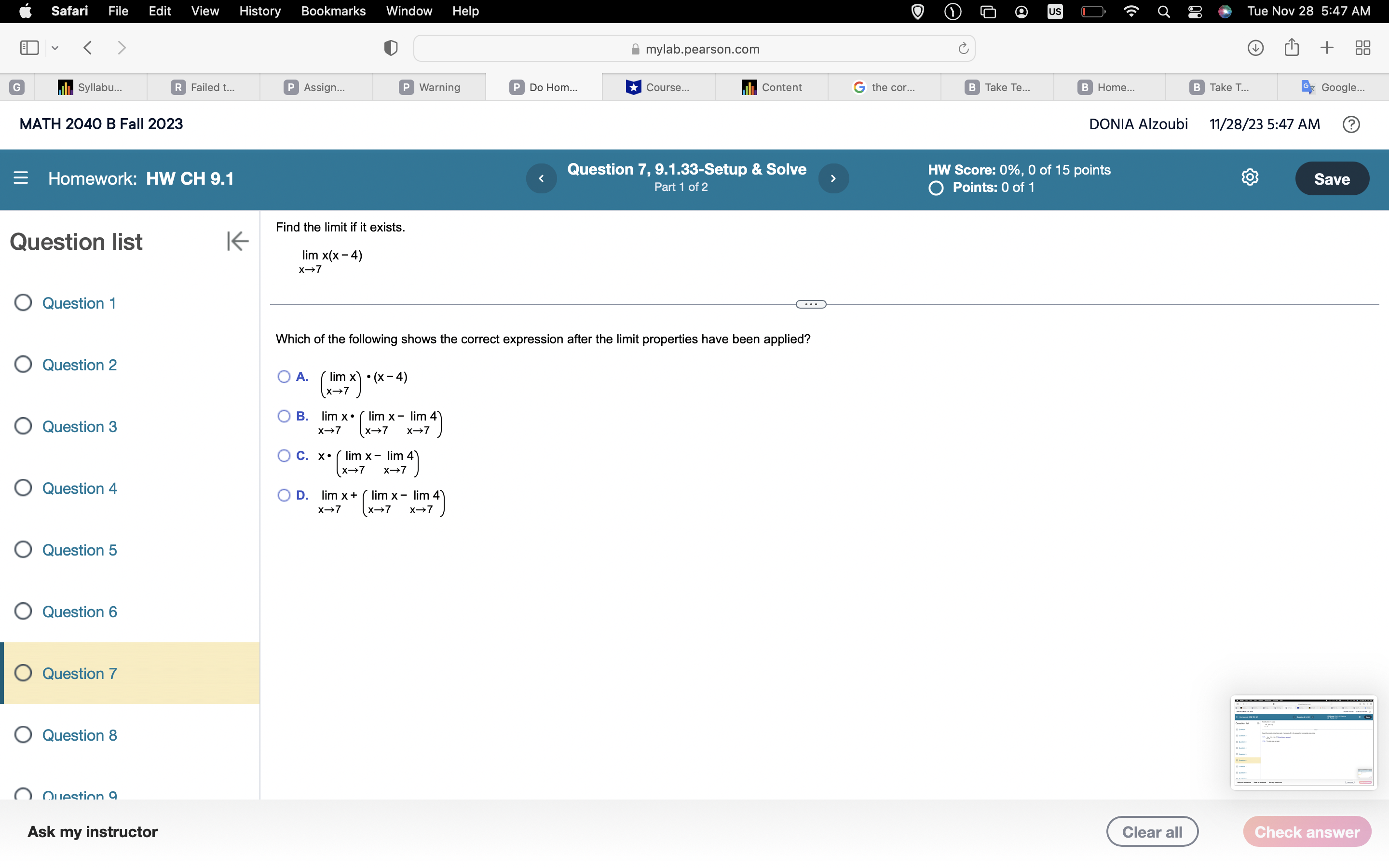 the answer box to complete your choice. O Question 4 O A.