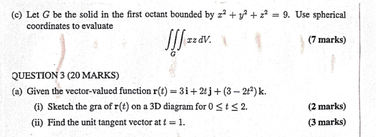 by x2 + y? + 2? = 9. Use spherical coordinates to