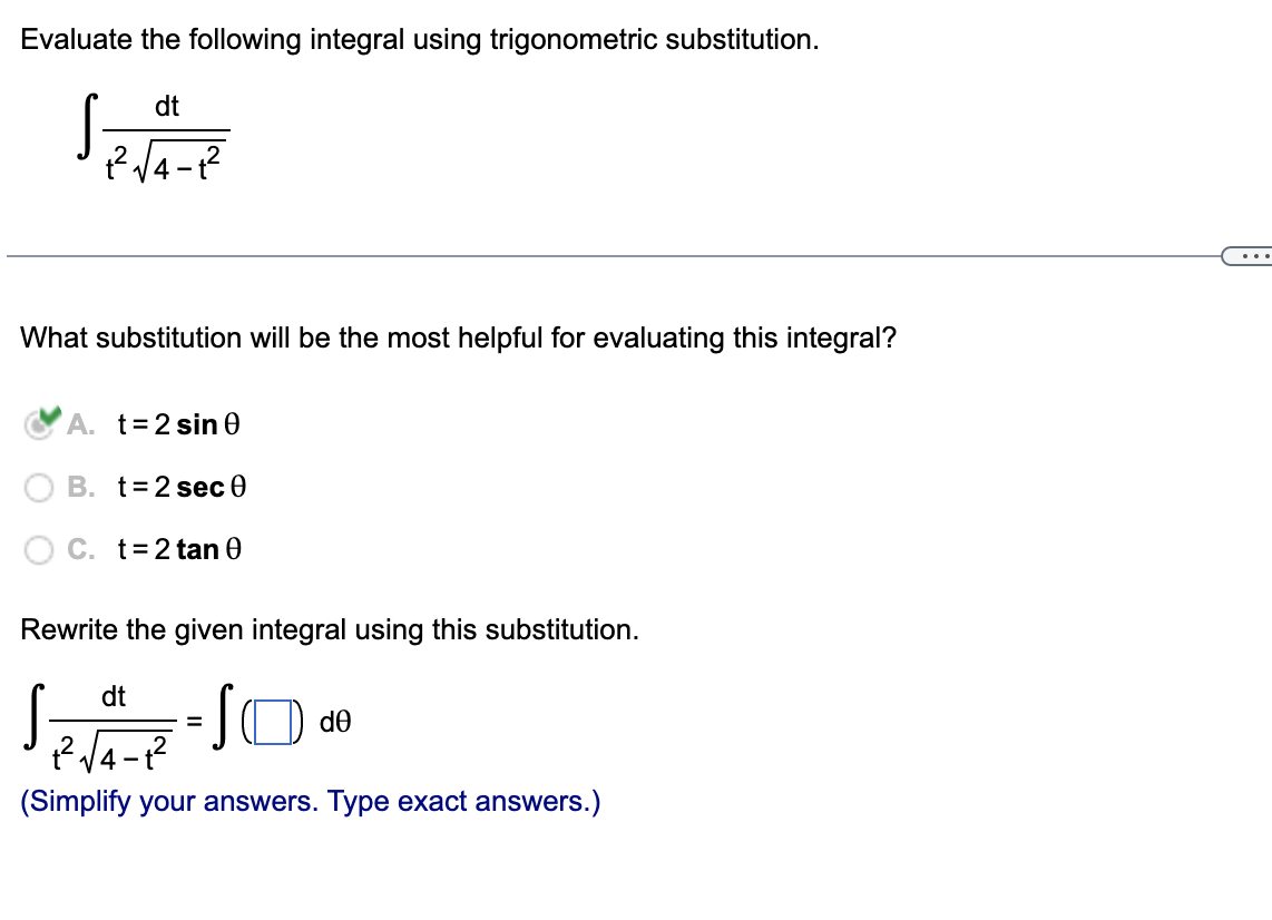 - 1 1+ x2 13 What substitution will be the most helpful