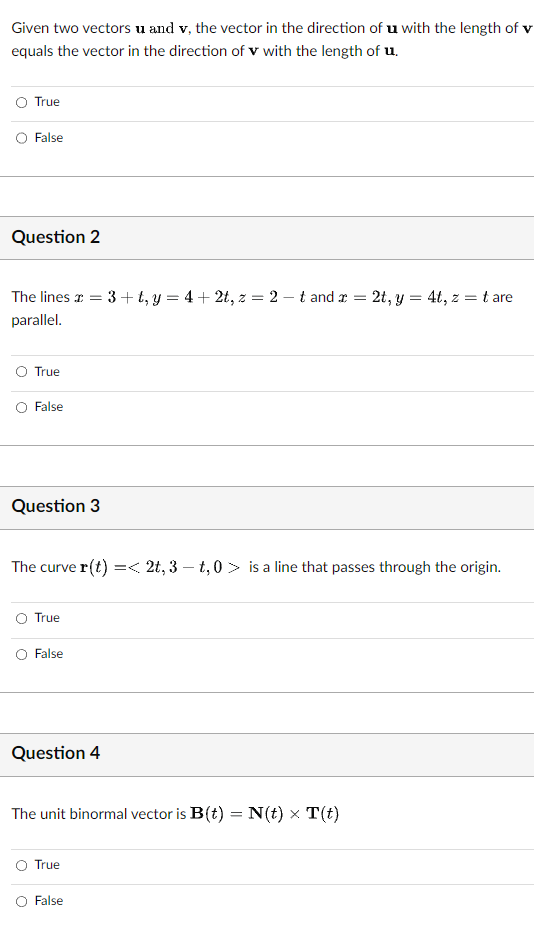  Given two vectors u and v, the vector in the direction