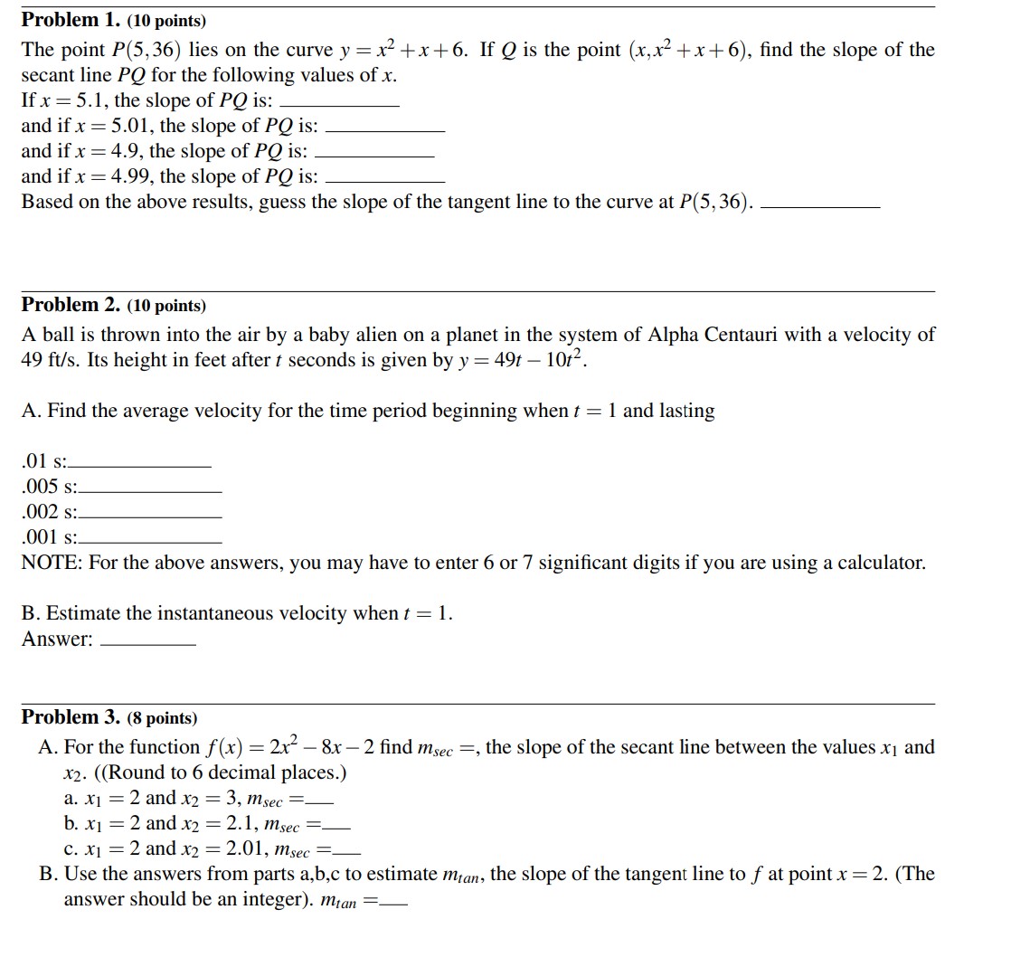 following values of x. lfx : 5.1, the slope of PQ is: