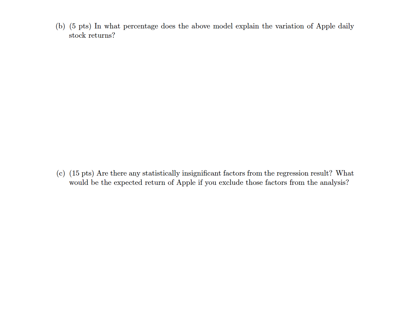 two stocks fairly priced based on their alphas? (b) (5 pts) Based