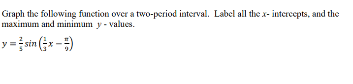 Graph the following function over a two-period interval. Label all the x-