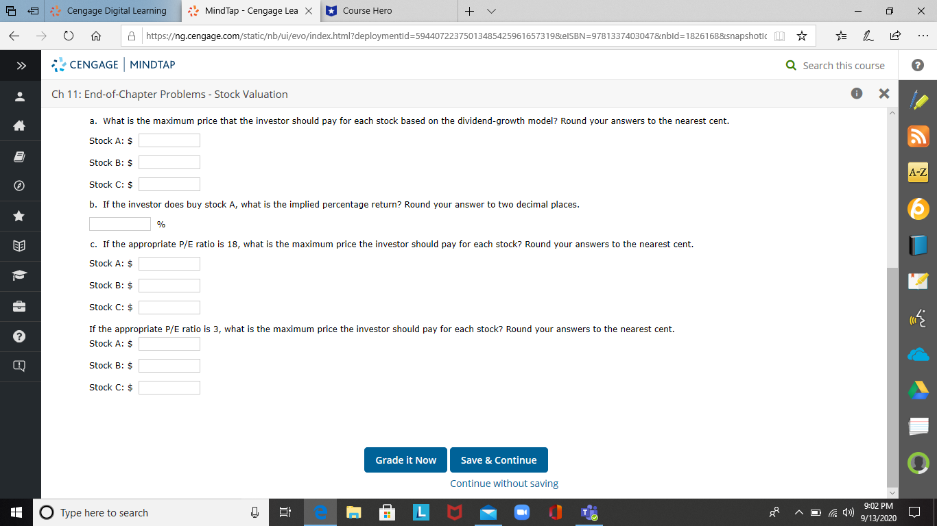 o x I R Problem 1103 An investor with a required return