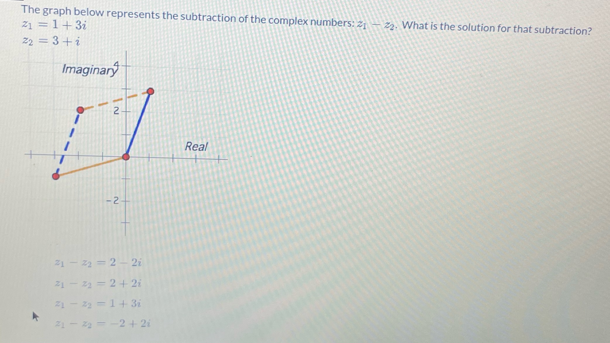  21 = 1 + 32 The graph below represents the subtraction