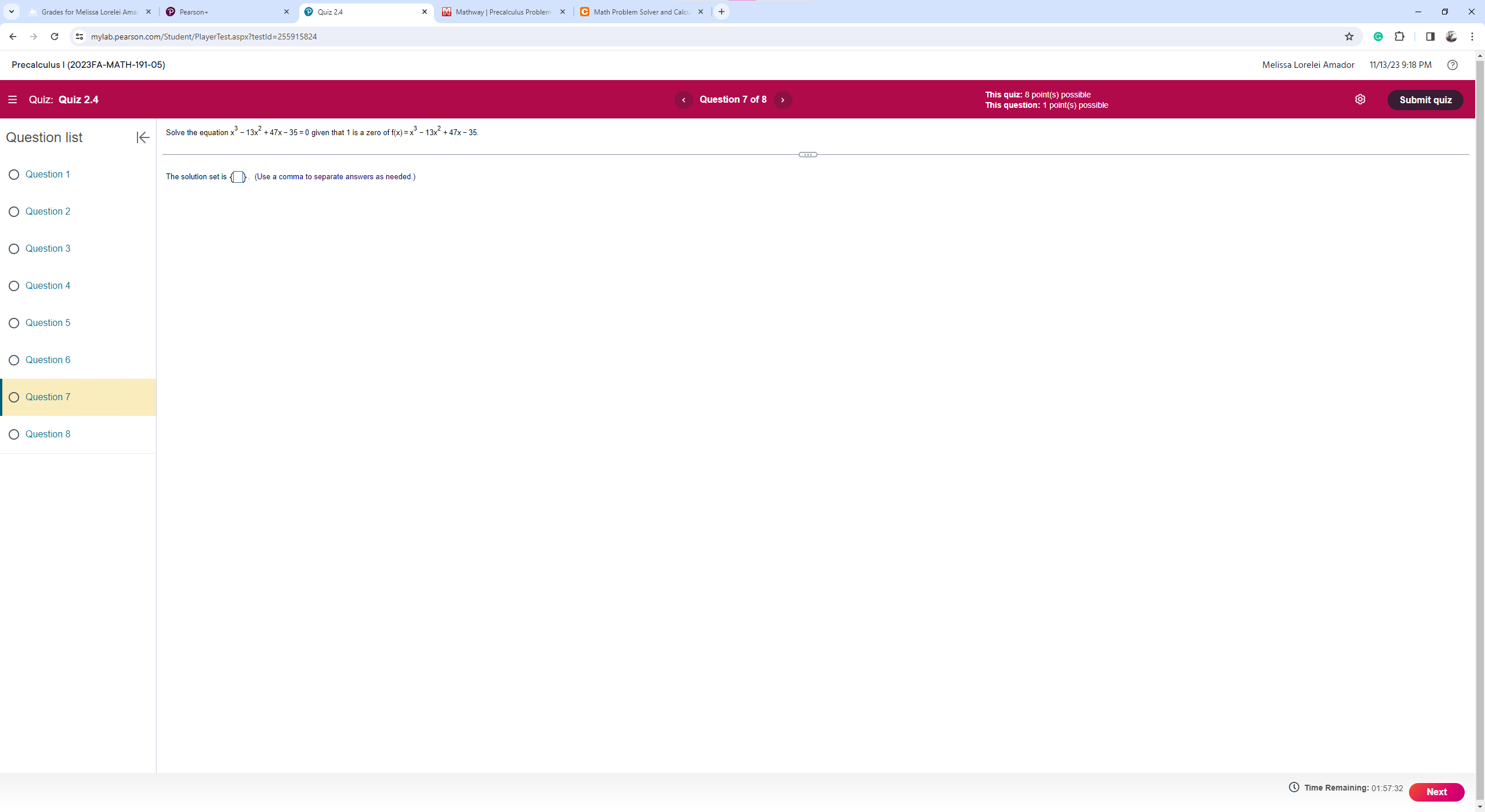 | C Math Problem Solver and Calcu x | + F -
