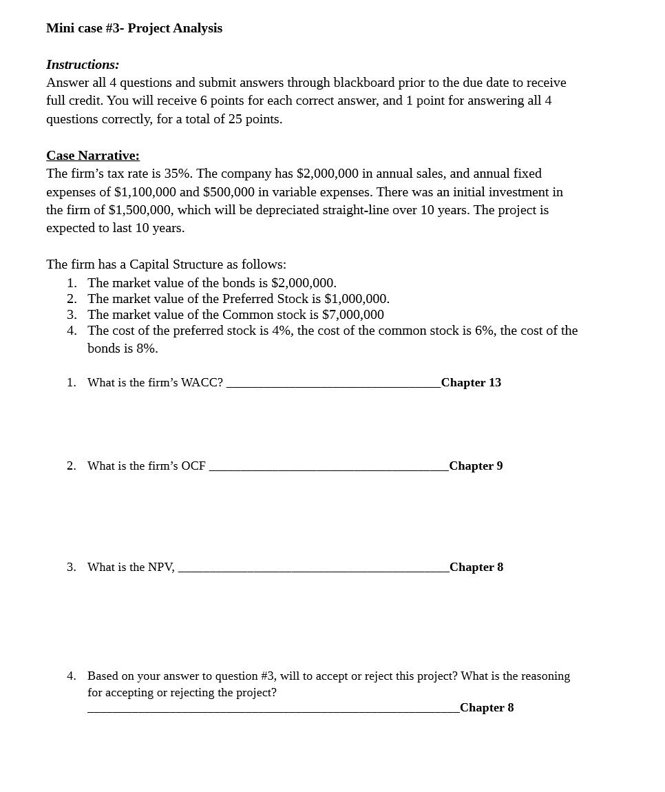 submit answers through blackboard prior to the due date to receive full