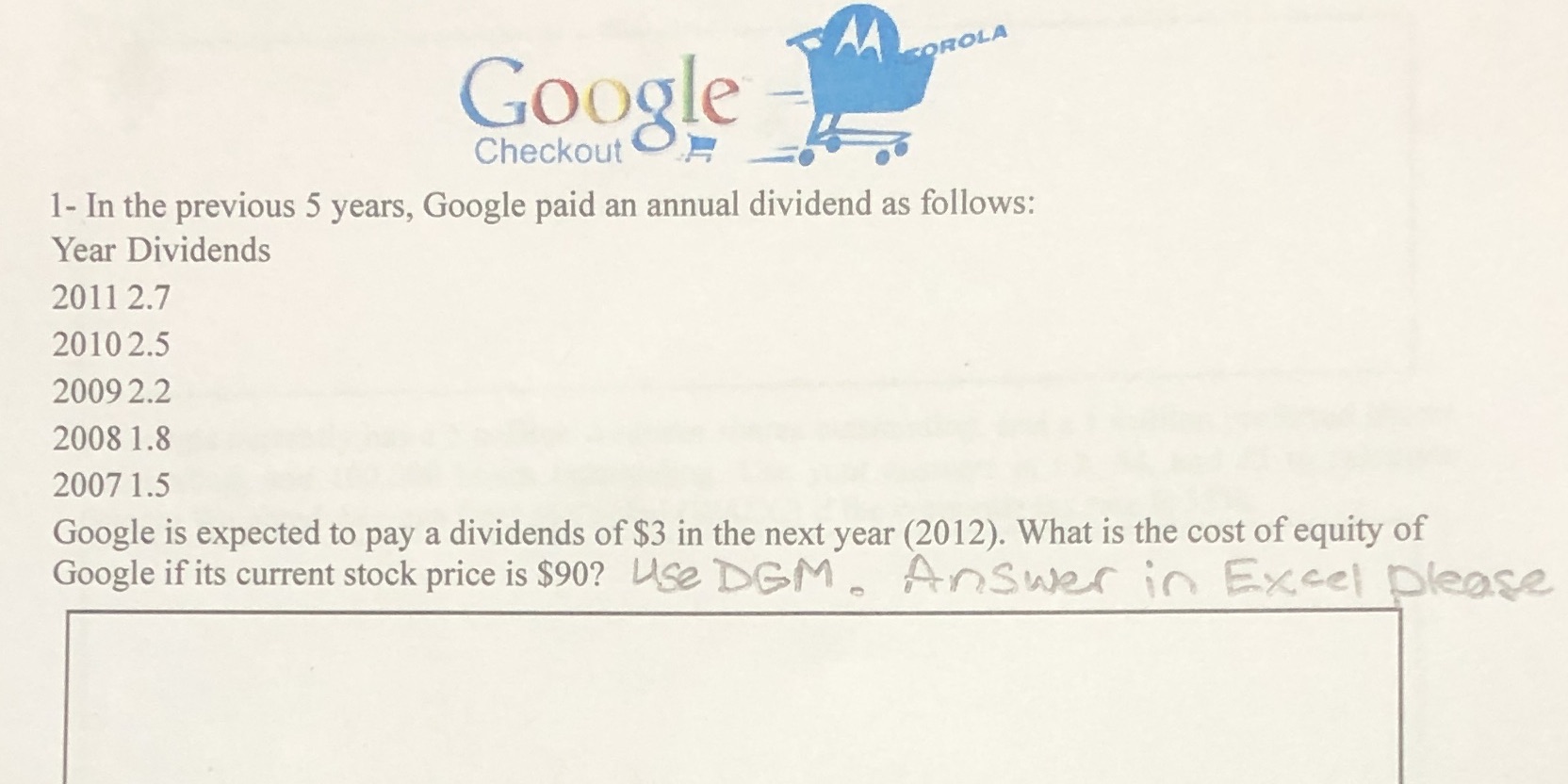 Google Checkout H __:. . 1.. In the previous 5 years,