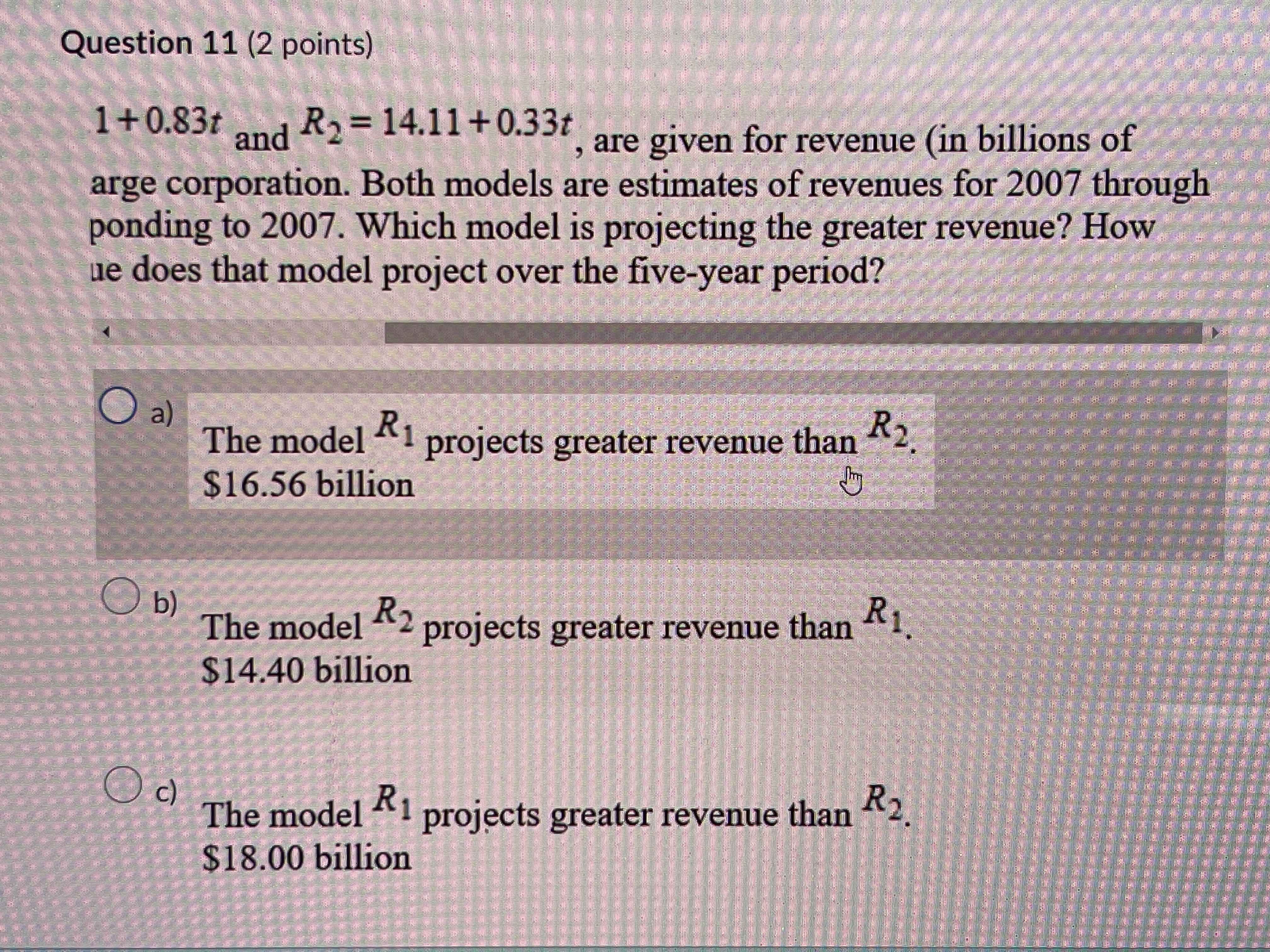 R2 = 14.11 +0.33 are given for revel dollars per year) for