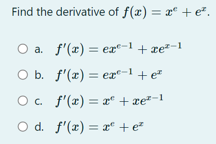 your answer by calculating the quantities using the formula, f(x) = 2e