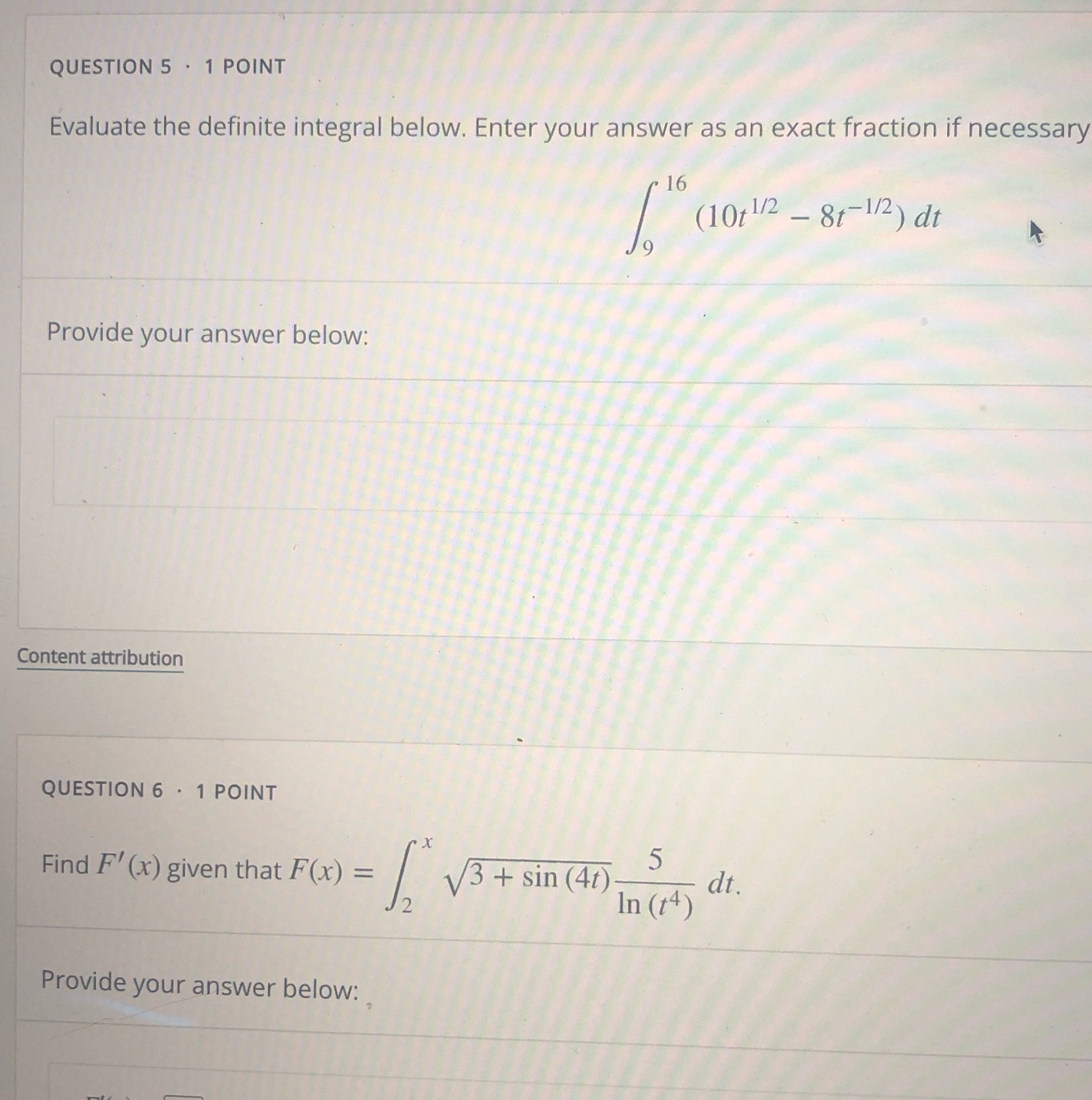 . 1 POINT Evaluate the definite integral below. Enter your answer as