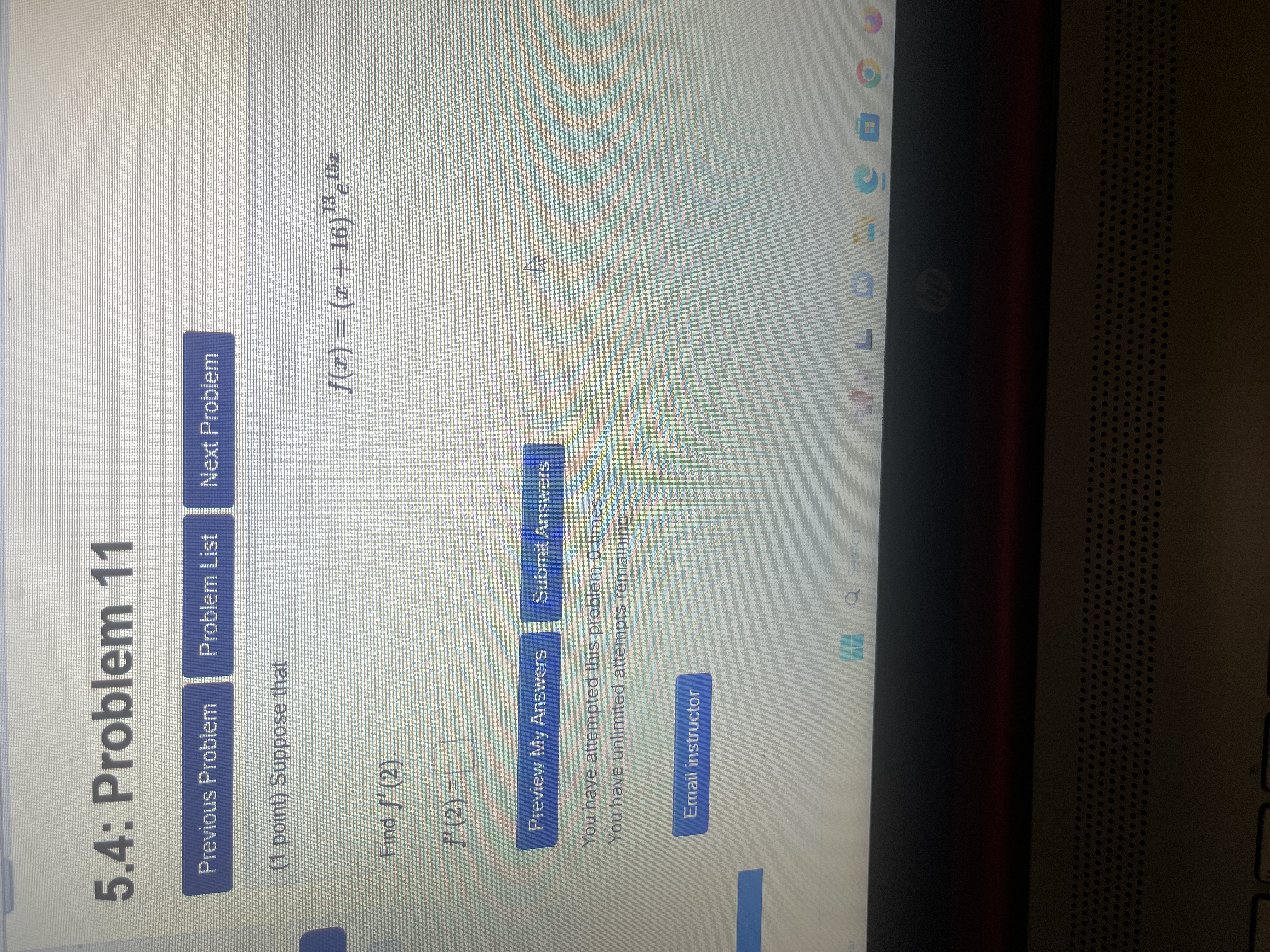  5.4: Problem 11 Previous Problem Problem List Next Problem (1 point)