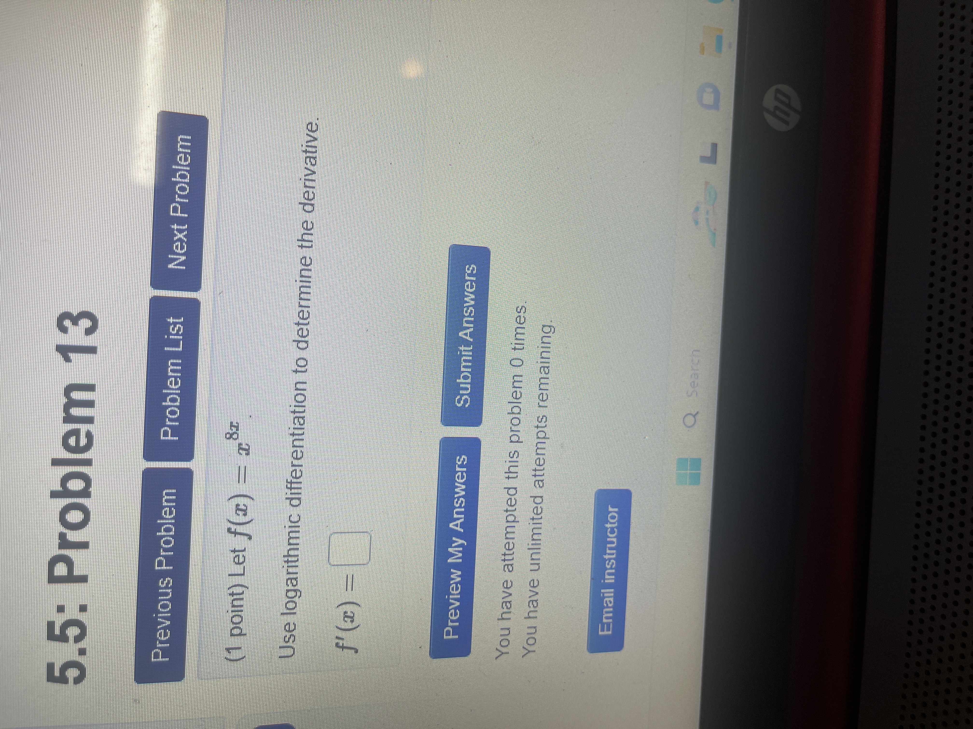 Let f (z) Use logarithmic differentiation to determine the derivative f (2)