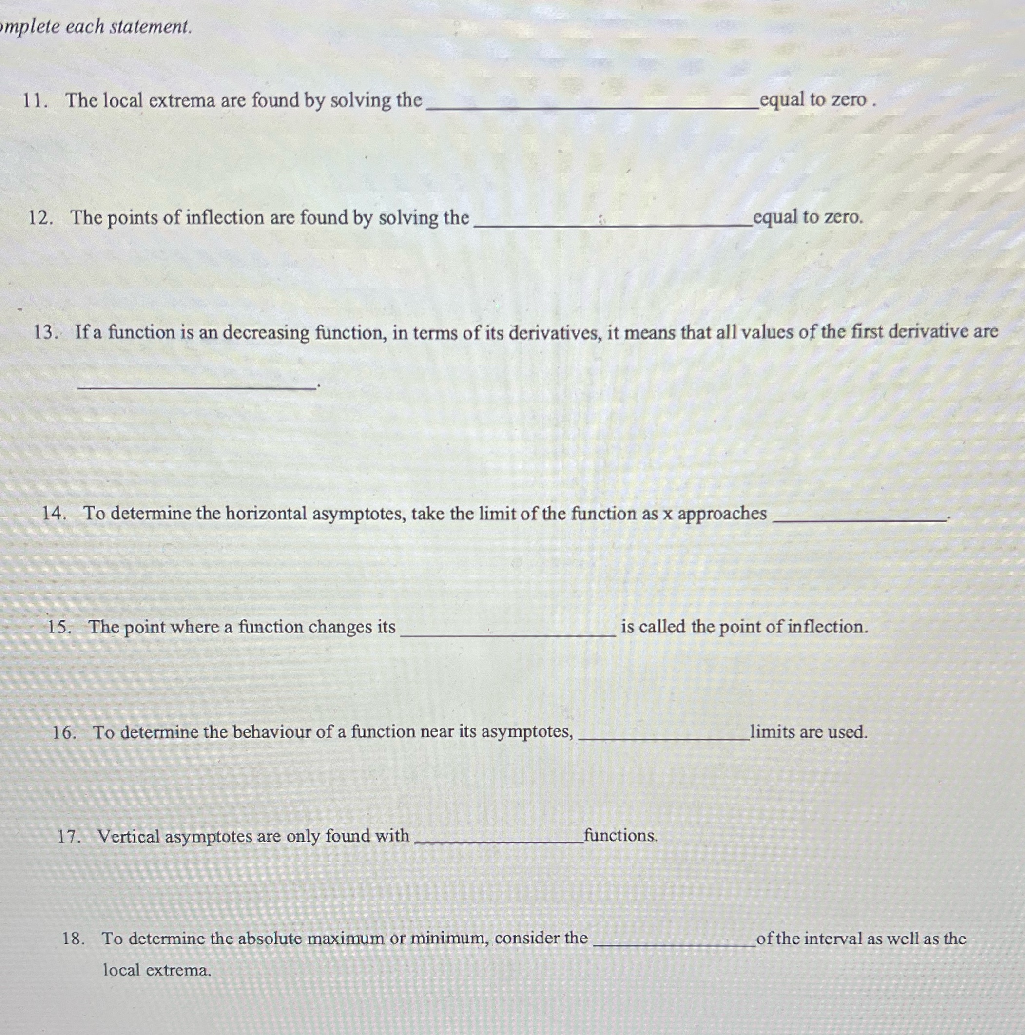 the equal to zero 12. The points of inflection are found by