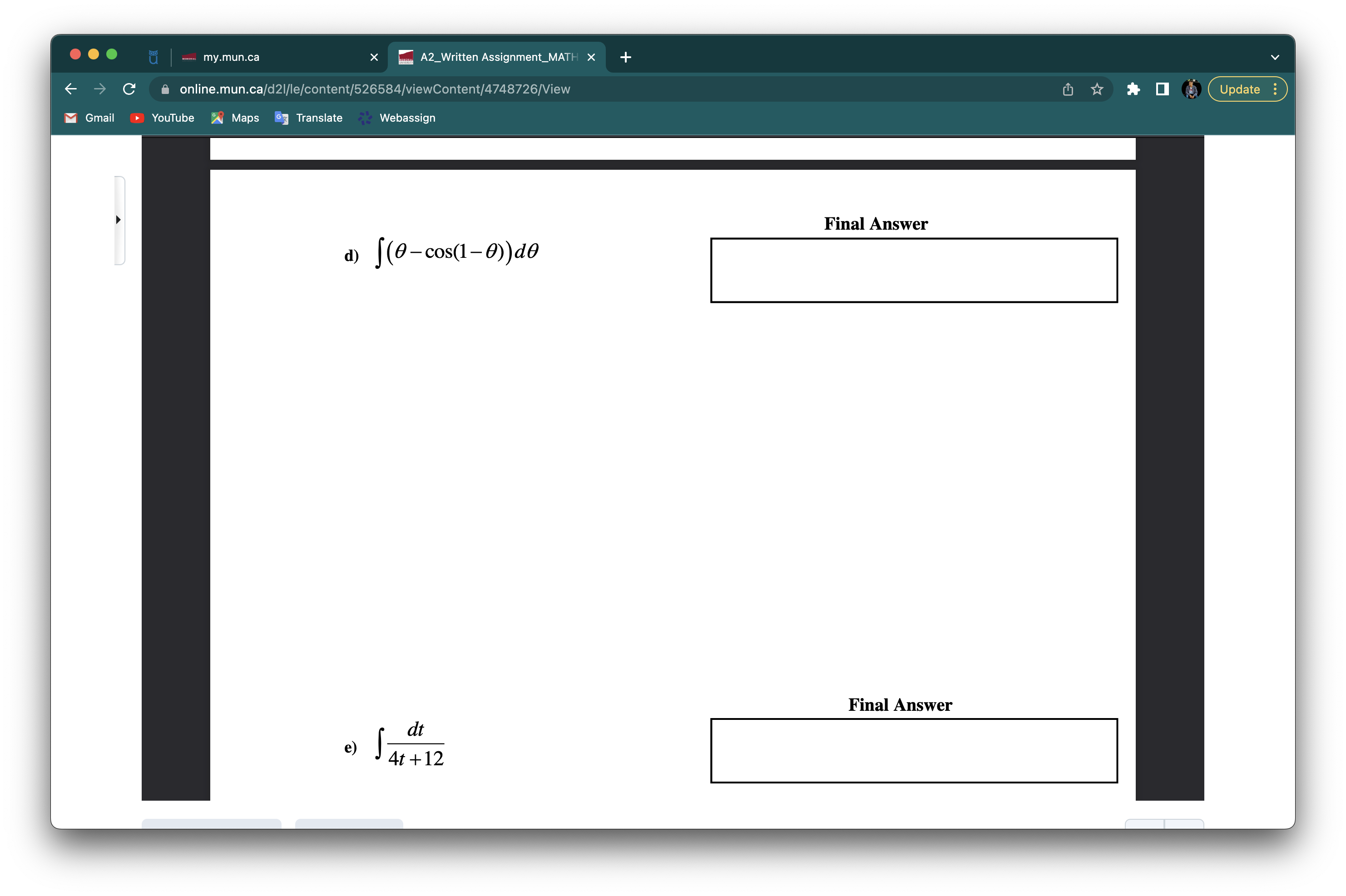 Update Gmail YouTube % Maps Translate Webassign Trick to avoid using simple