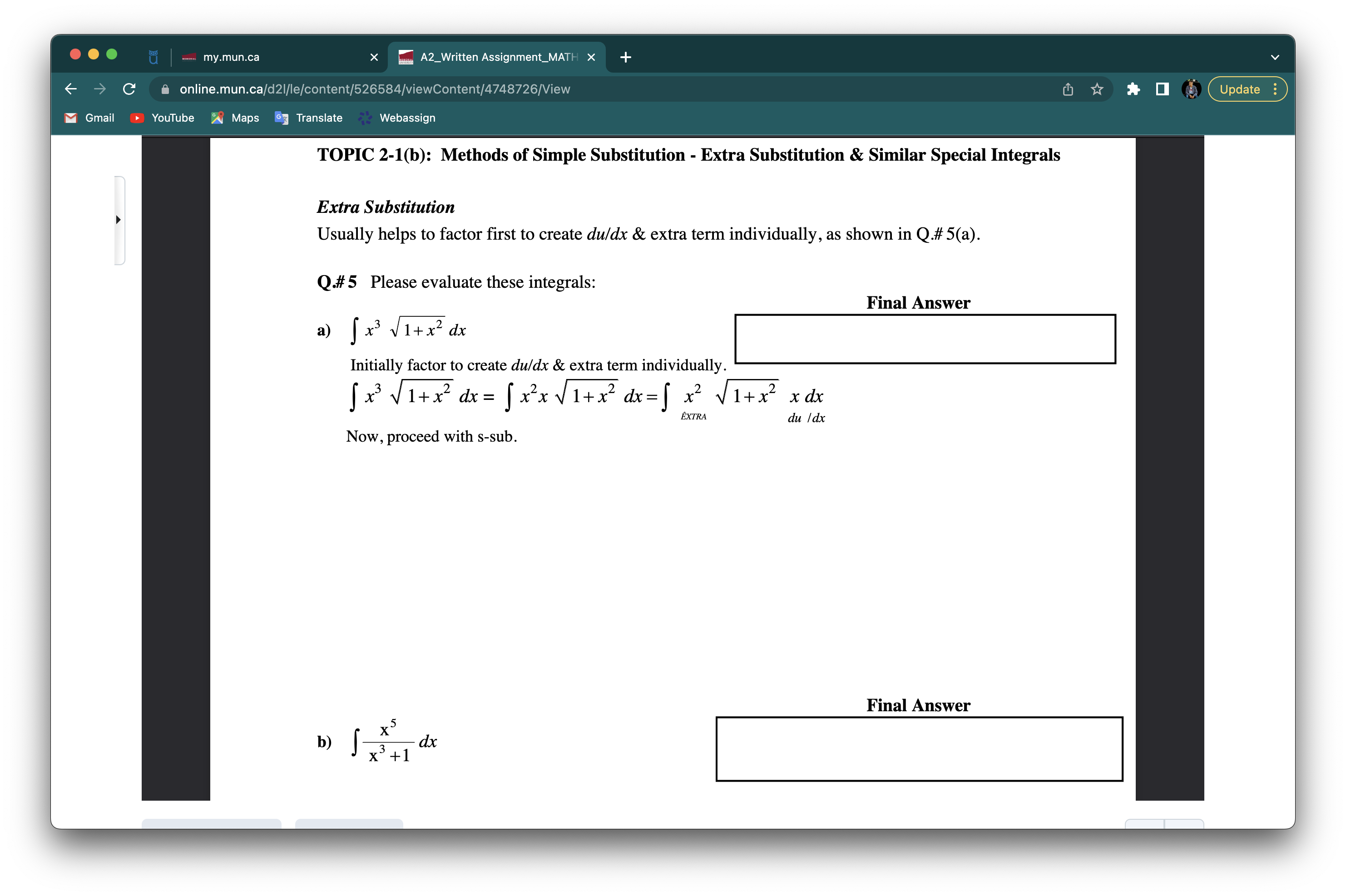 Substitution - Basic Subs Q.#2: Please evaluate sin (7 -2x) dx in