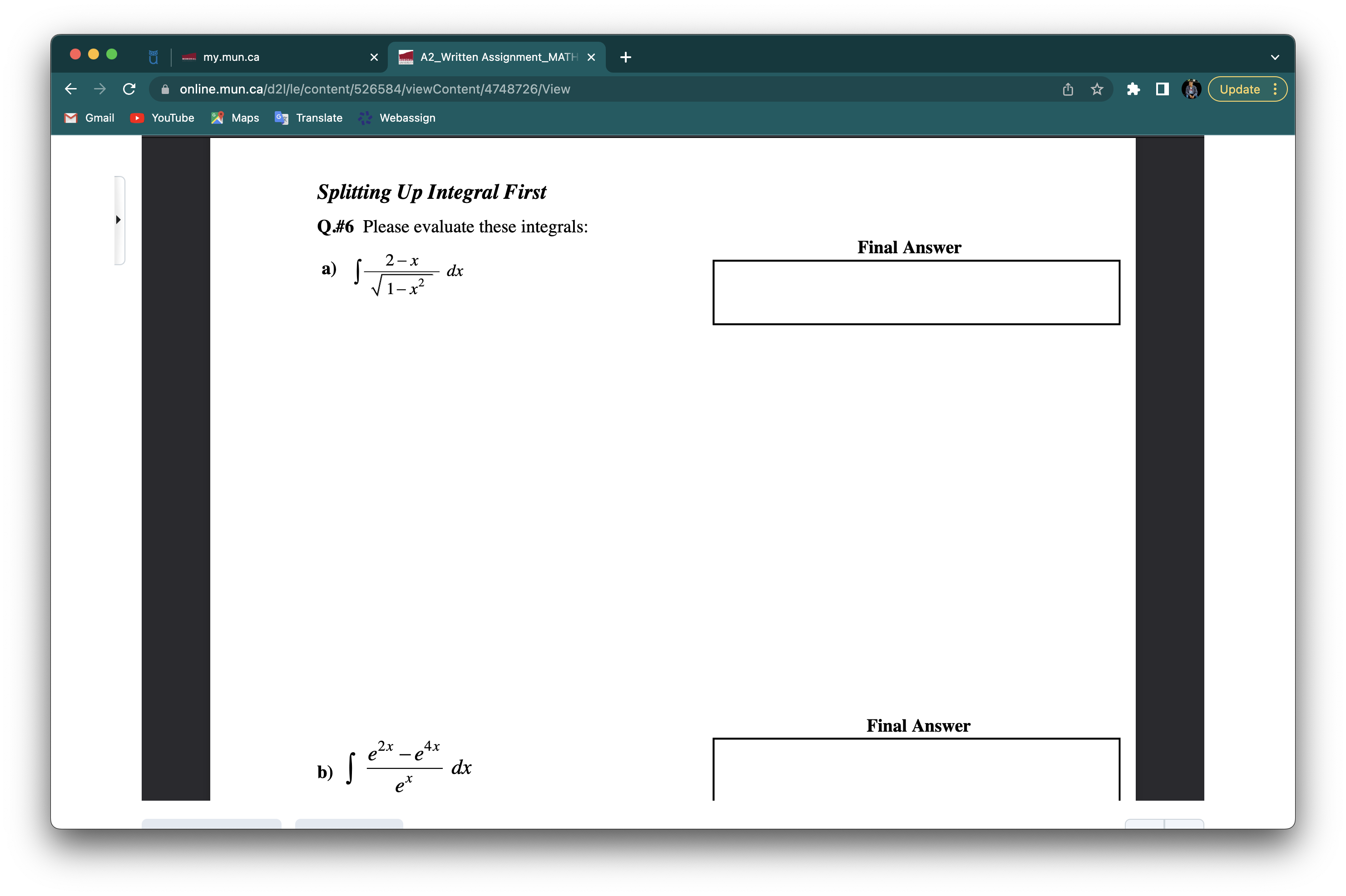 trick for linear subs Final Answer b) Using a full simple sub