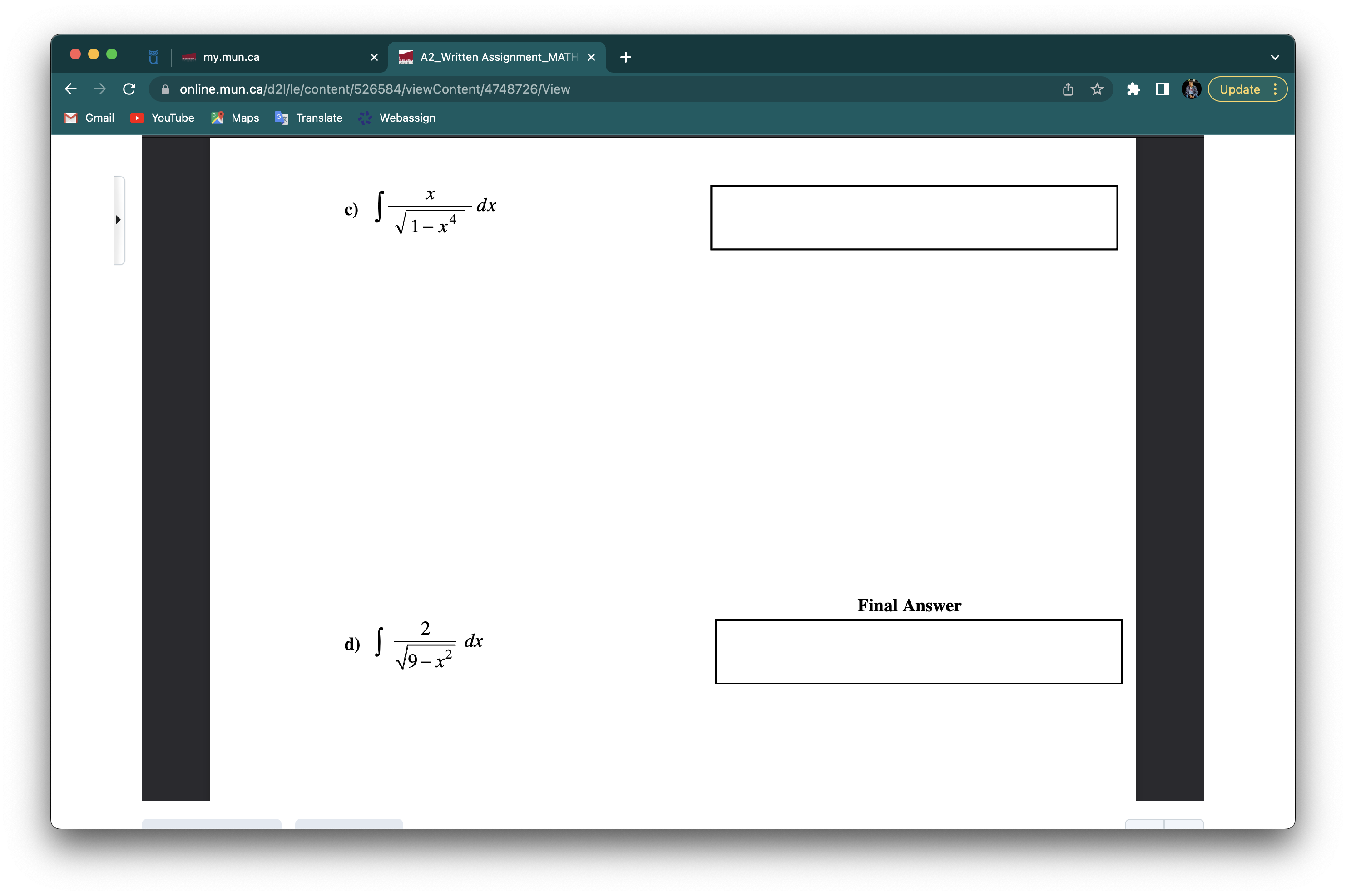 simple sub (i.e. rewriting in u) For these questions, you are given