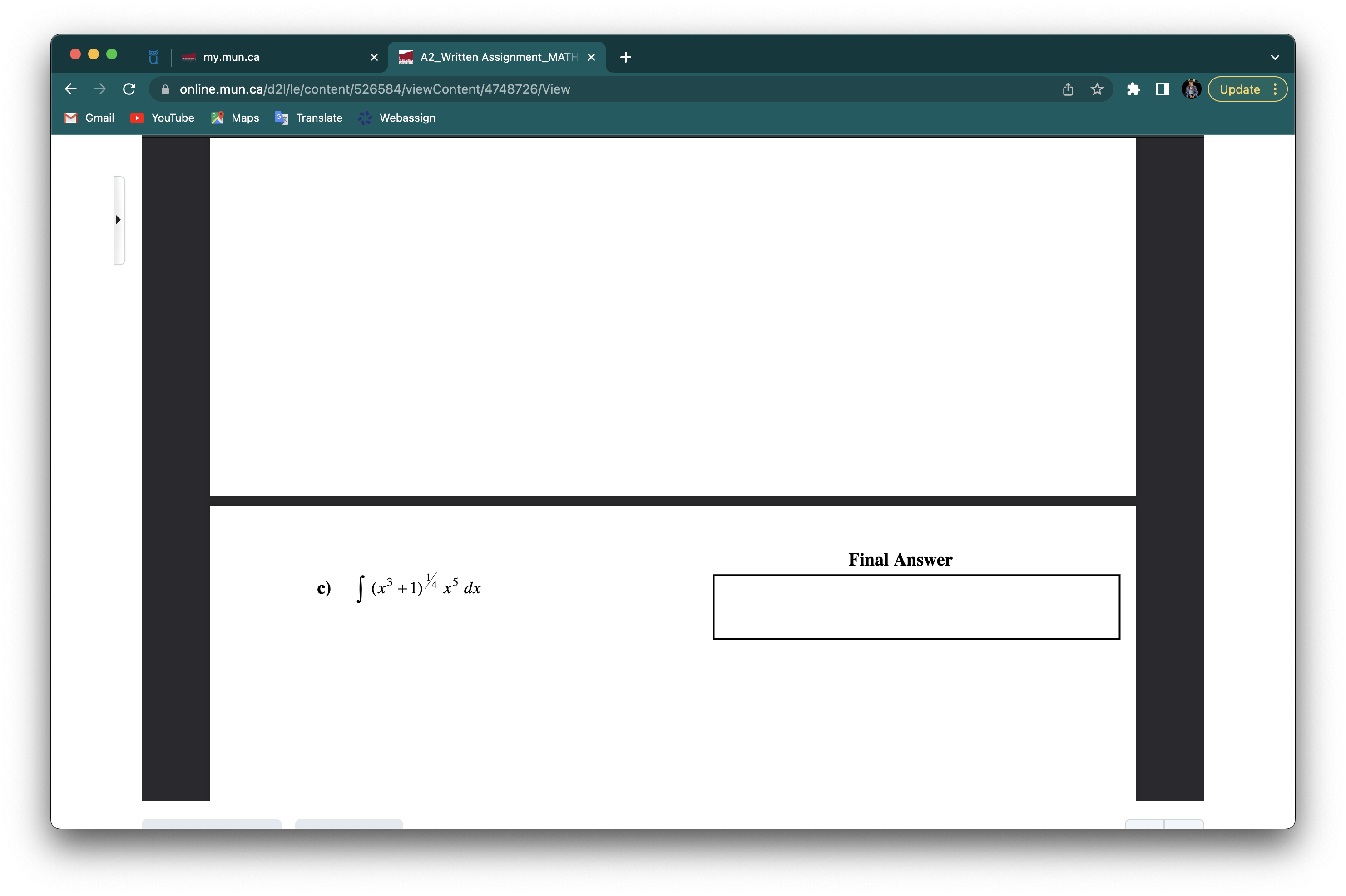 b ) dx (1 + sin 2x)2 Final Answer dx c) xIn