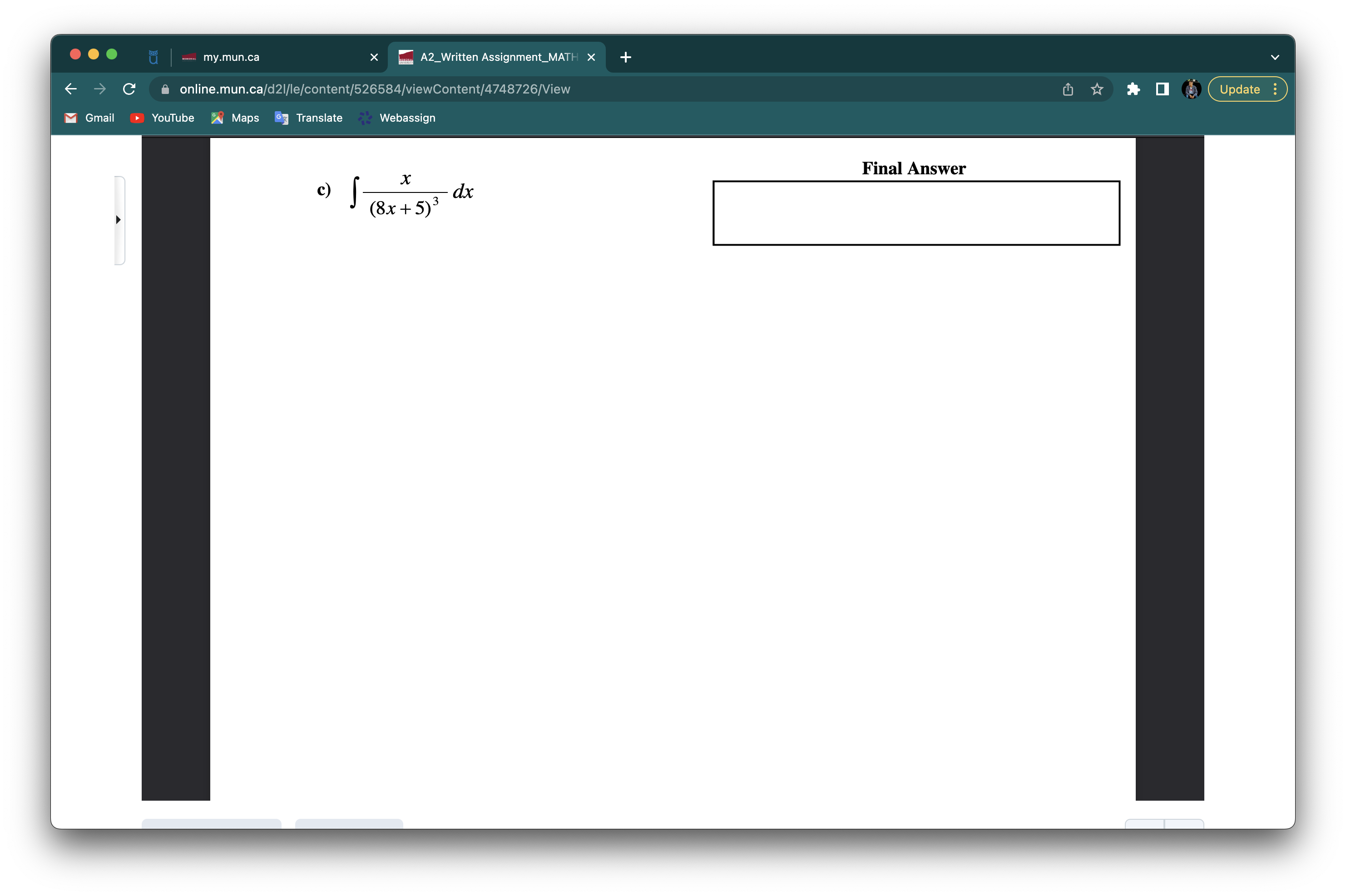 Final Answer 2x- + x e ) dx (4x3 + 3x2 )