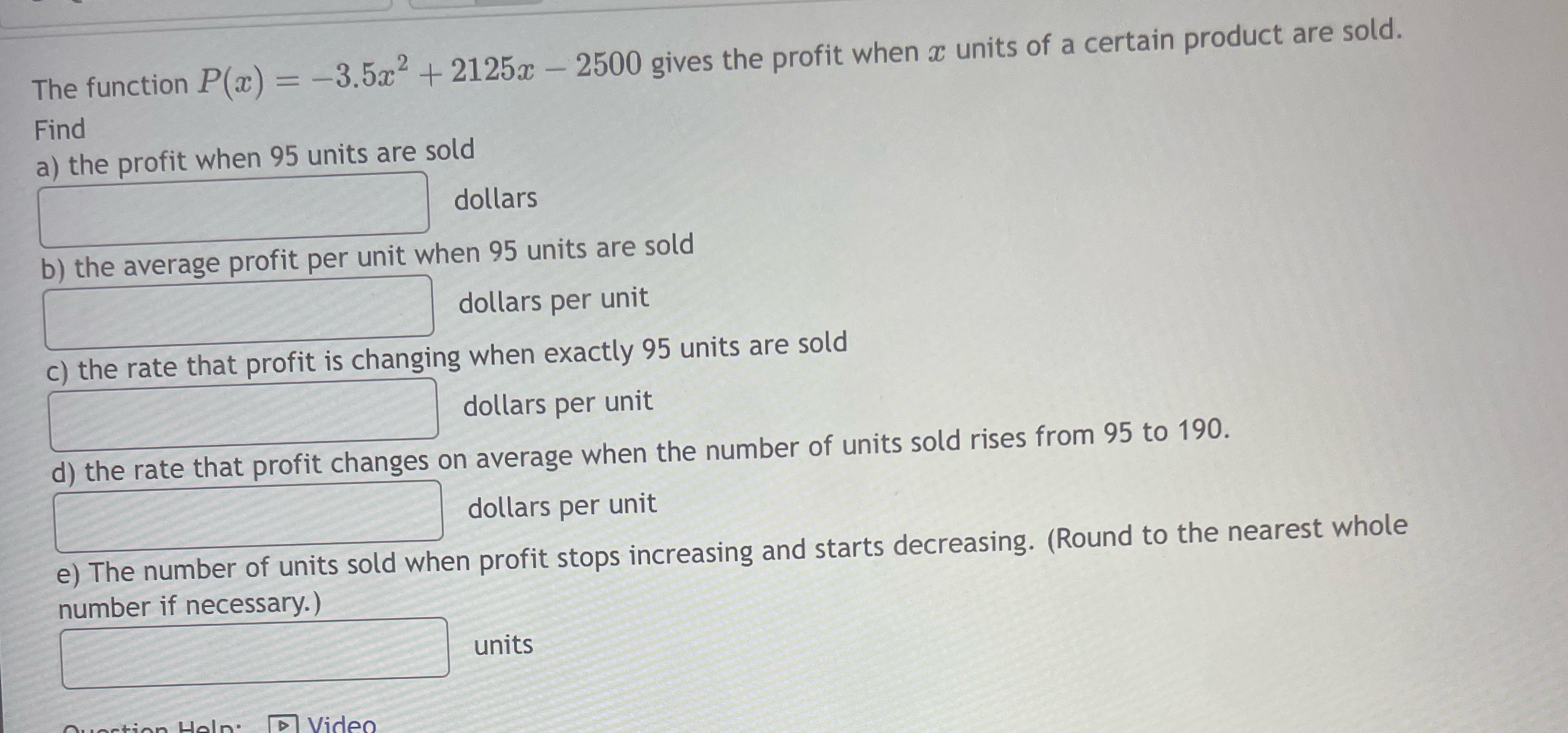 2125x - 2500 gives the profit when a units of a certain