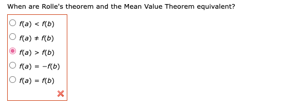 When are Rolle's theorem and the Mean Value Theorem equivalent? Of(a)