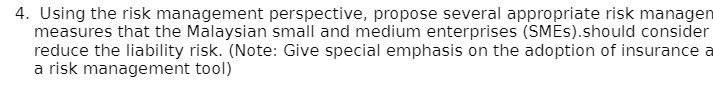 4. Using the risk management perspective, propose several appropriate risk manager