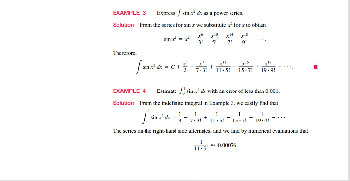 this section: (1) expressing nonelementary integrals as power series and using partial