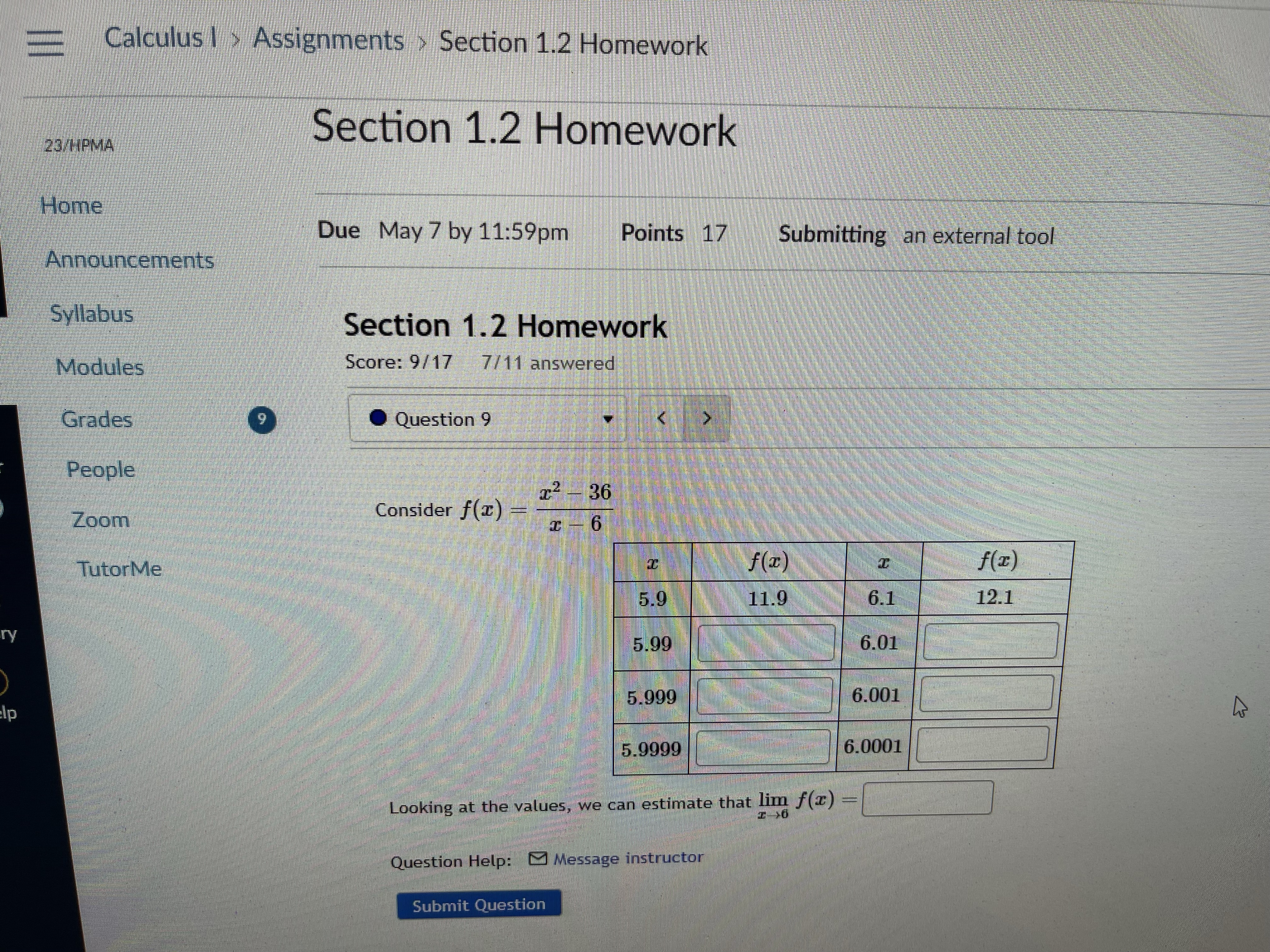 Calculus ssignments > Section 1.2 Homework Section 1.2 Homework Due May