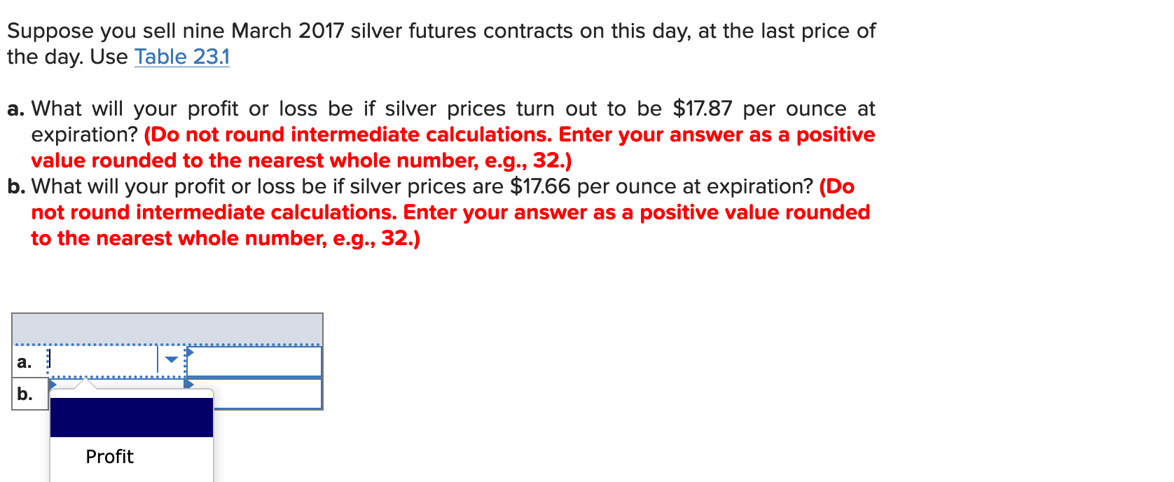 March 2017 silver futures contracts on this day, at the last price