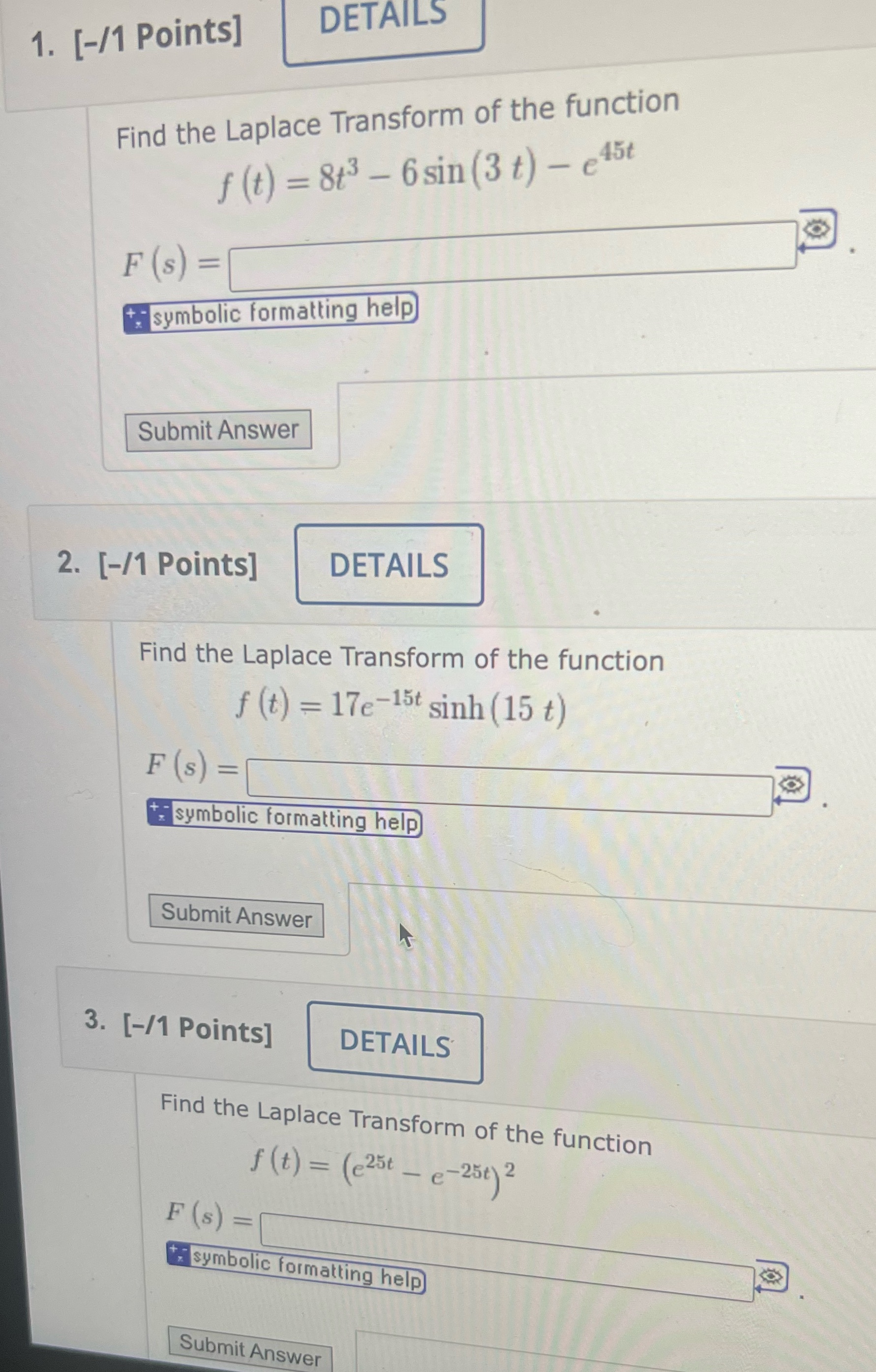  Solve question 1-3 step by step please DETAILS 1. [-/1 Points]