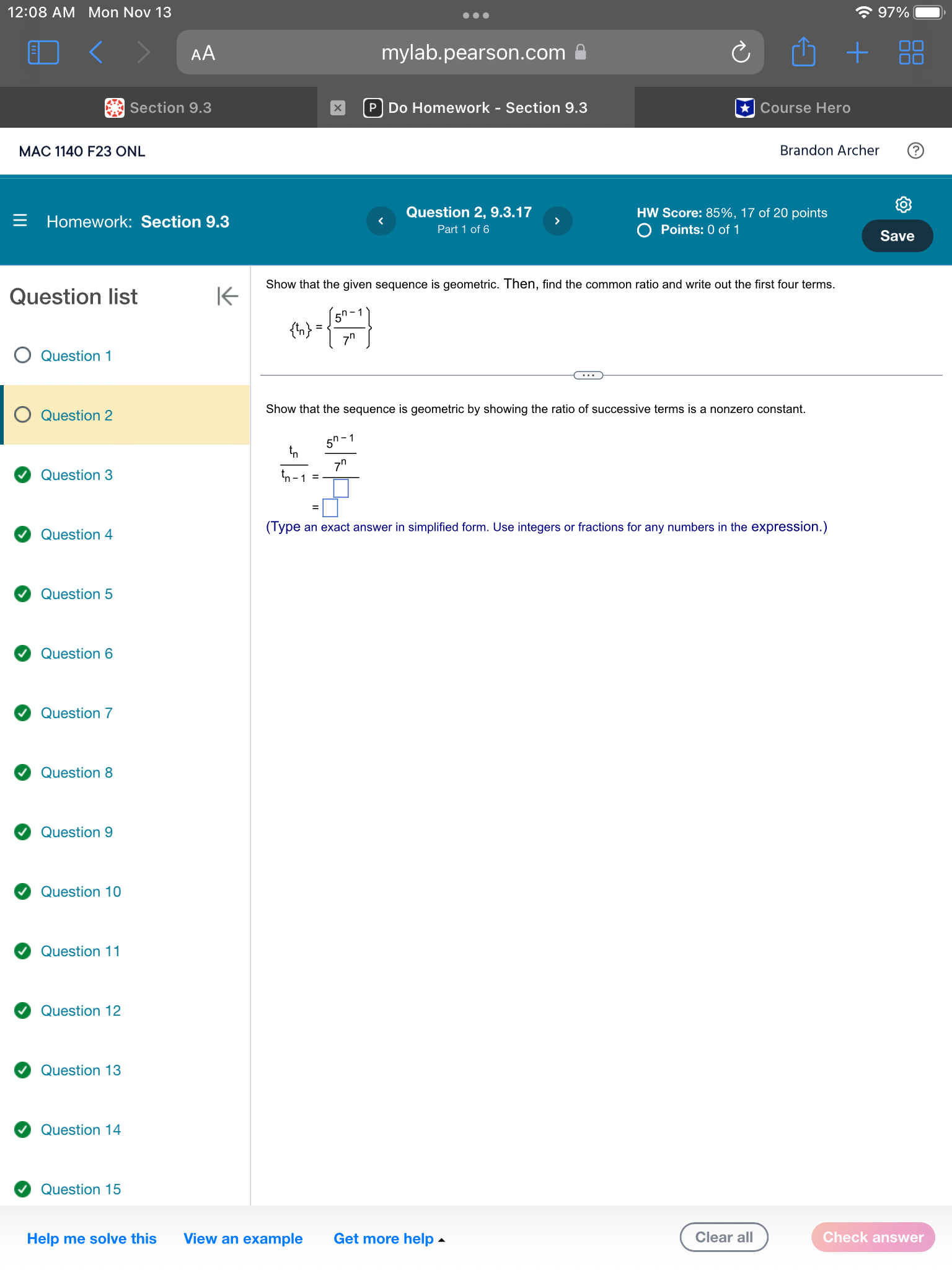 Question list l 5n1 {cu} = 4 0 Question 1 (I) _