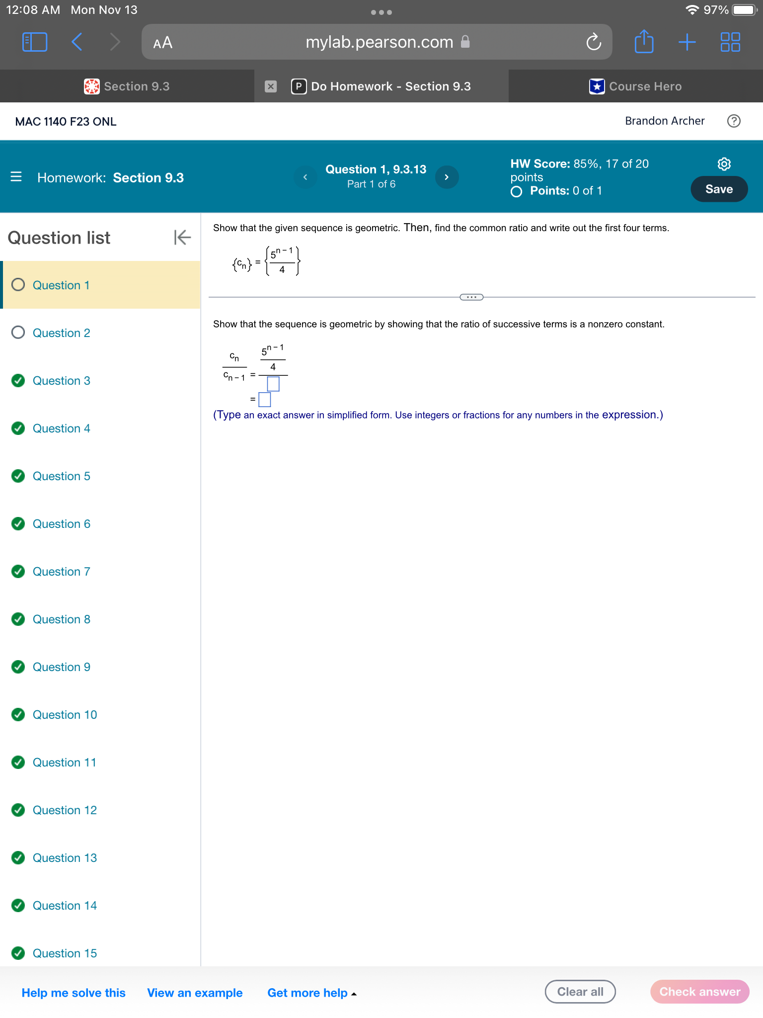 answer in simplied form. Use integers or fractions for any numbers in