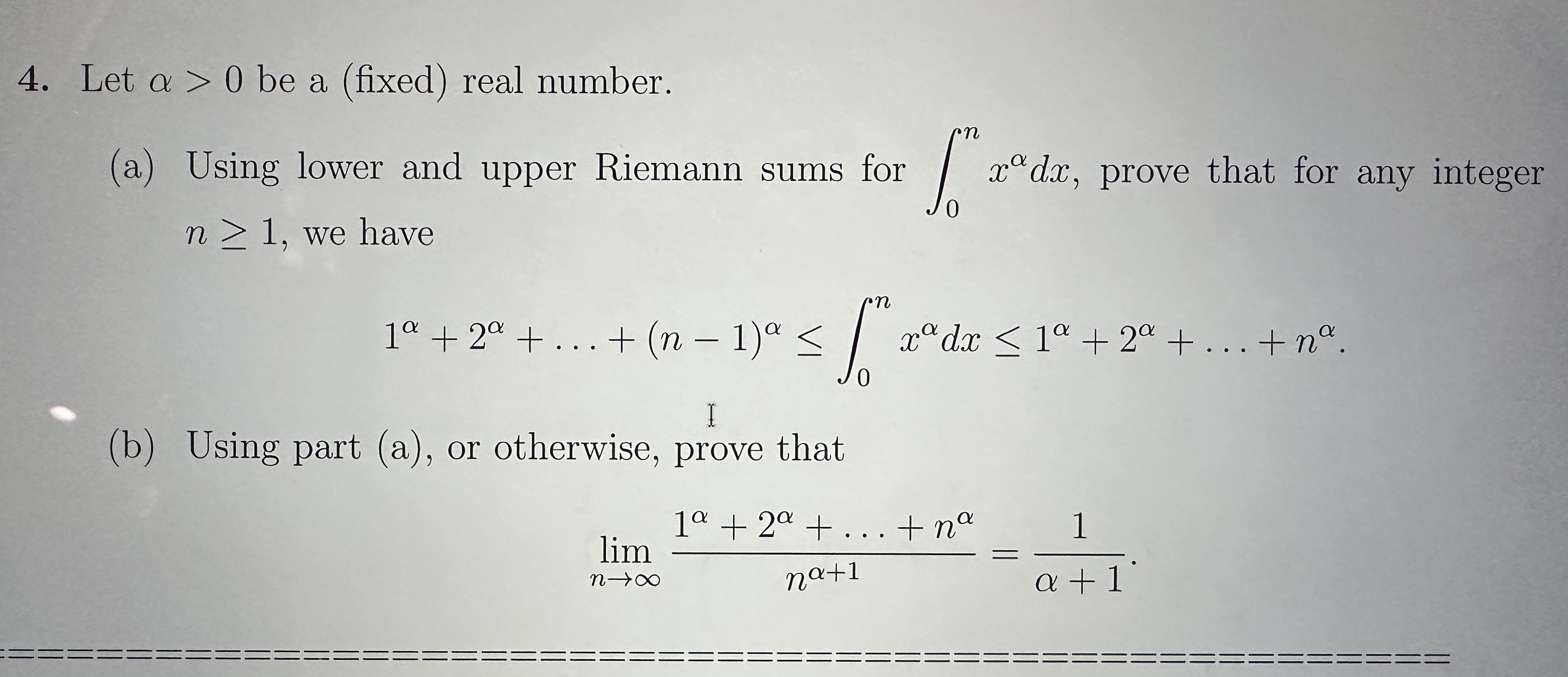 Let a > 0 be a (fixed) real number. 4. Let