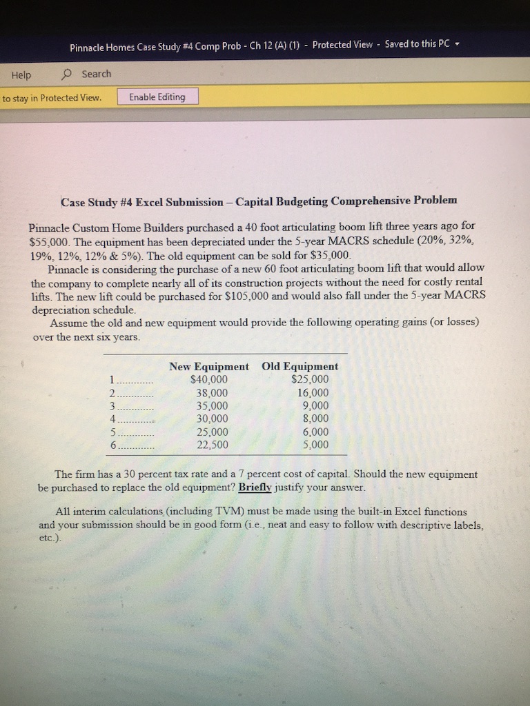 Help Pinnacle Homes Case Study #4 Comp Prob - Ch 12 (A)